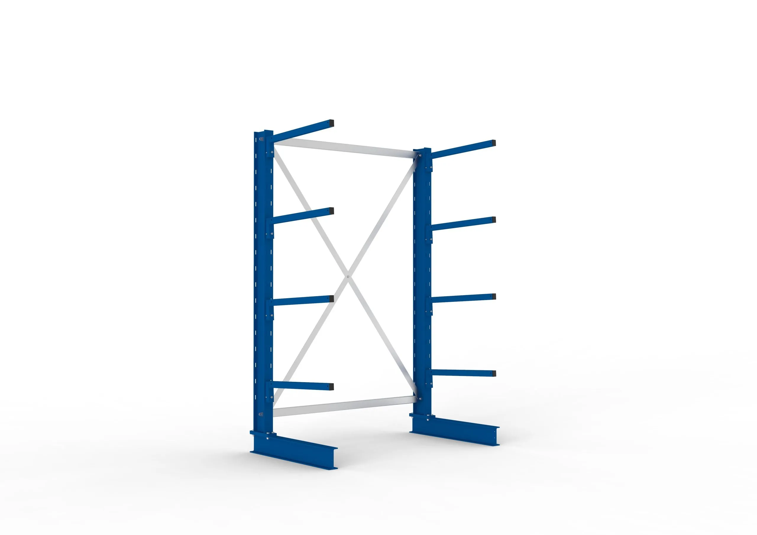 Meta Kragarmregal MULTISTRONG einseitig | Light-Duty | Grundregal | HxBxT 200x130x60cm | 4 Ebenen | Fachlast 140kg | Blau