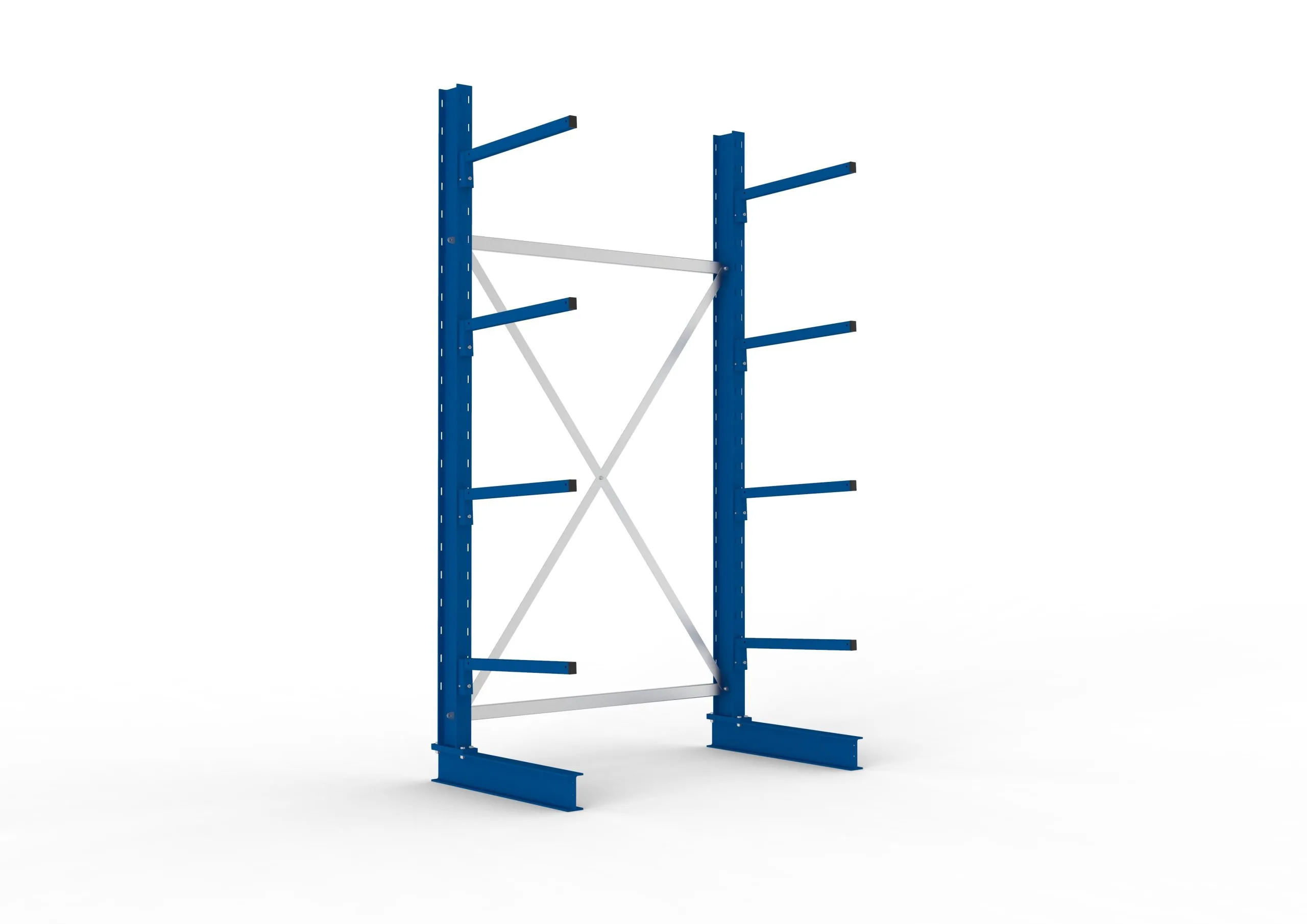 Meta Kragarmregal MULTISTRONG einseitig | Light-Duty | Grundregal | HxBxT 250x130x60cm | 4 Ebenen | Fachlast 140kg | Blau