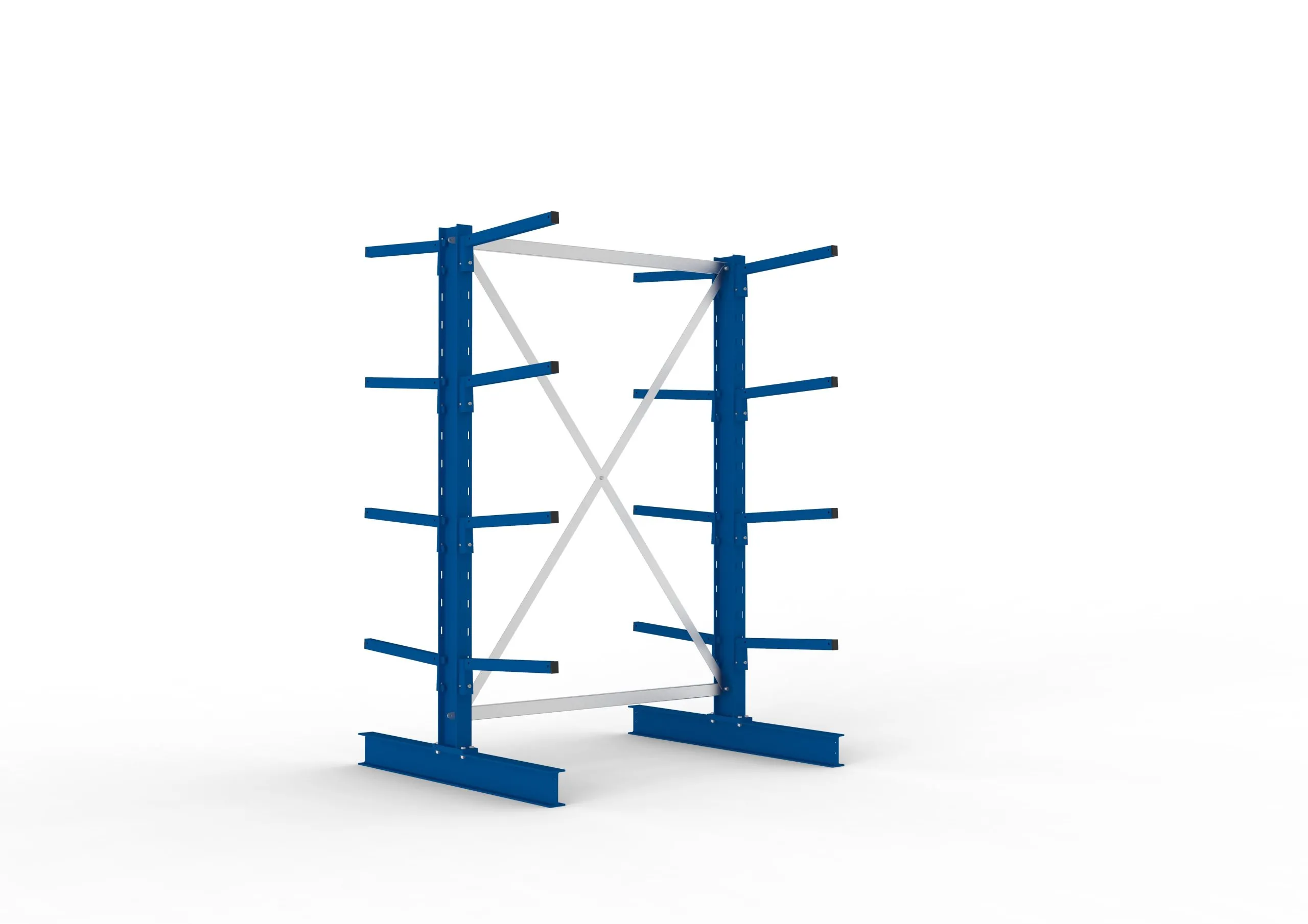 Meta Kragarmregal MULTISTRONG doppelseitig | Light-Duty | Grundregal | HxBxT 200x130x100cm | 4 Ebenen | Fachlast 175kg | Blau