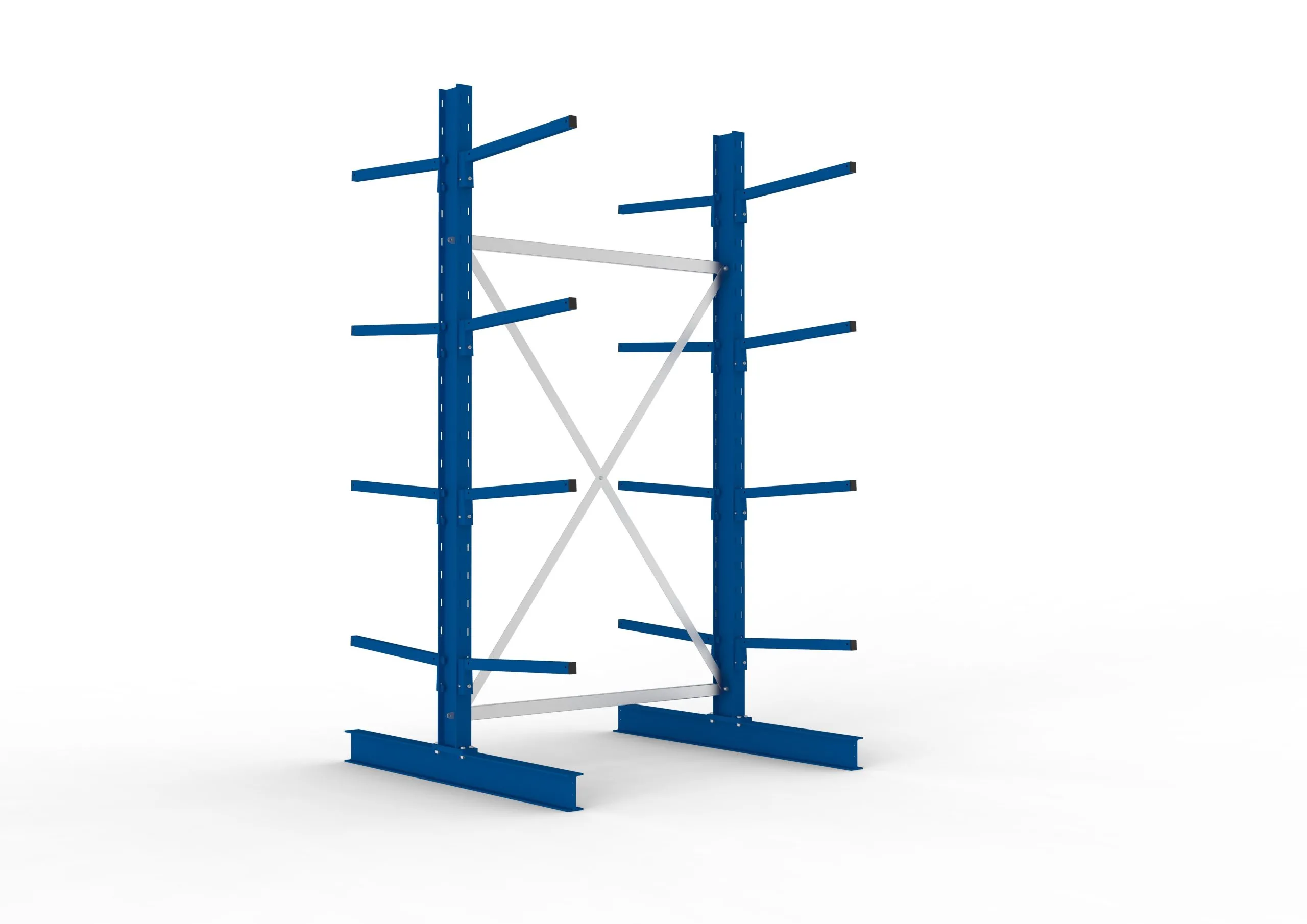 Meta Kragarmregal MULTISTRONG doppelseitig | Light-Duty | Grundregal | HxBxT 250x130x120cm | 4 Ebenen | Fachlast 140kg | Blau