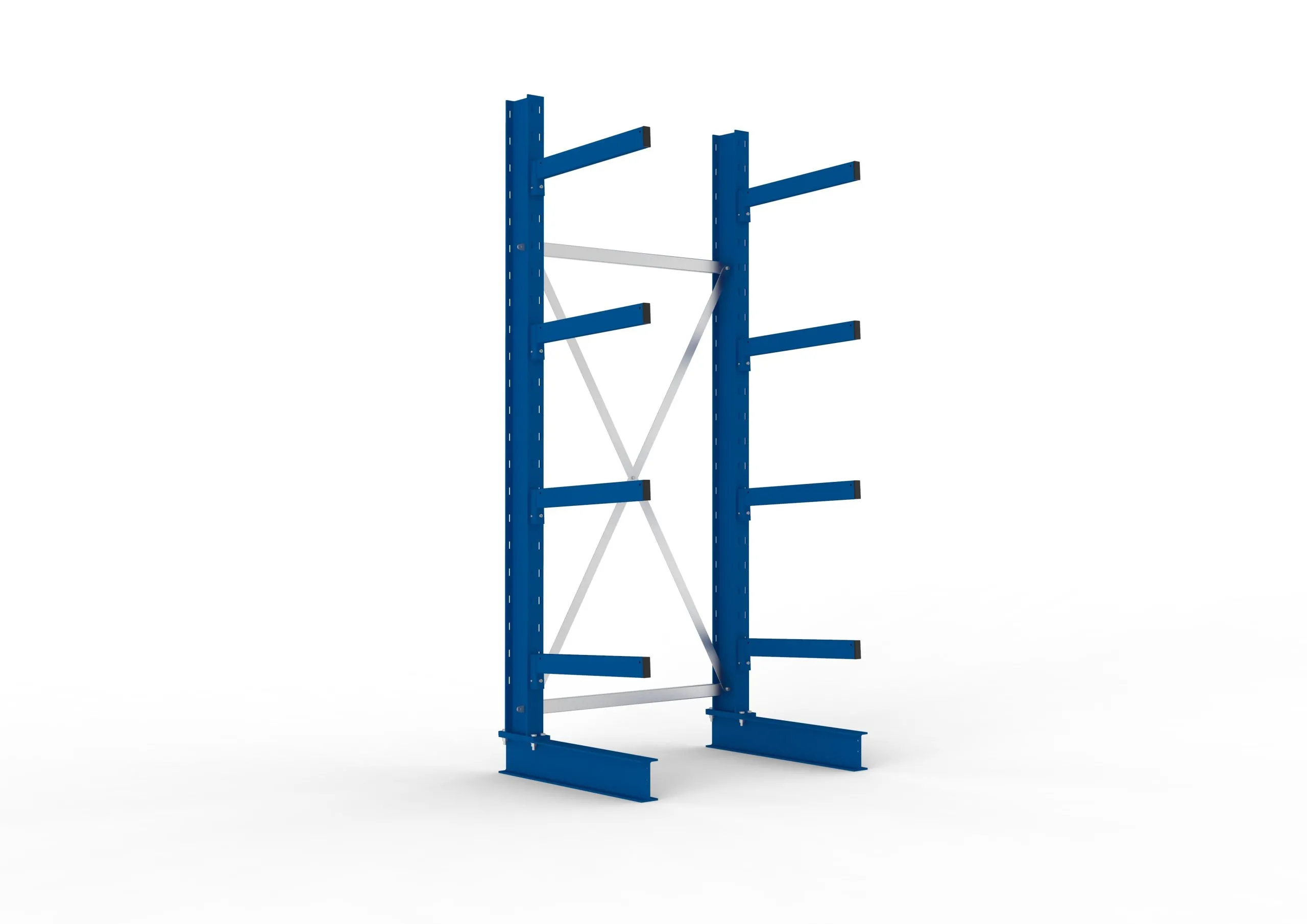 Meta Kragarmregal MULTISTRONG einseitig | Medium-Duty | Grundregal | HxBxT 250x100x60cm | 4 Ebenen | Fachlast 355kg | Blau