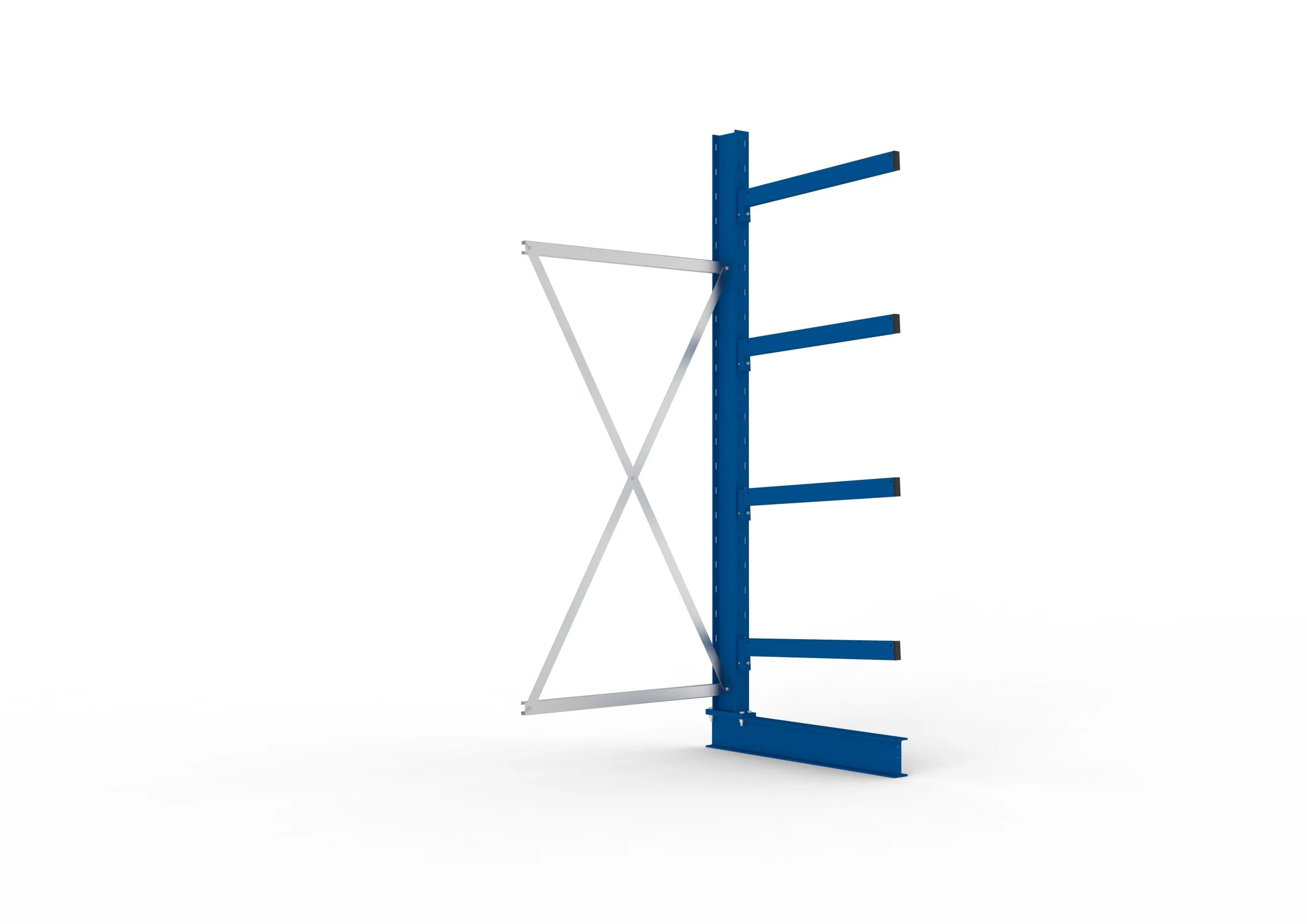 Meta Kragarmregal MULTISTRONG einseitig | Medium-Duty | Anbauregal | HxBxT 250x100x80cm | 4 Ebenen | Fachlast 250kg | Blau