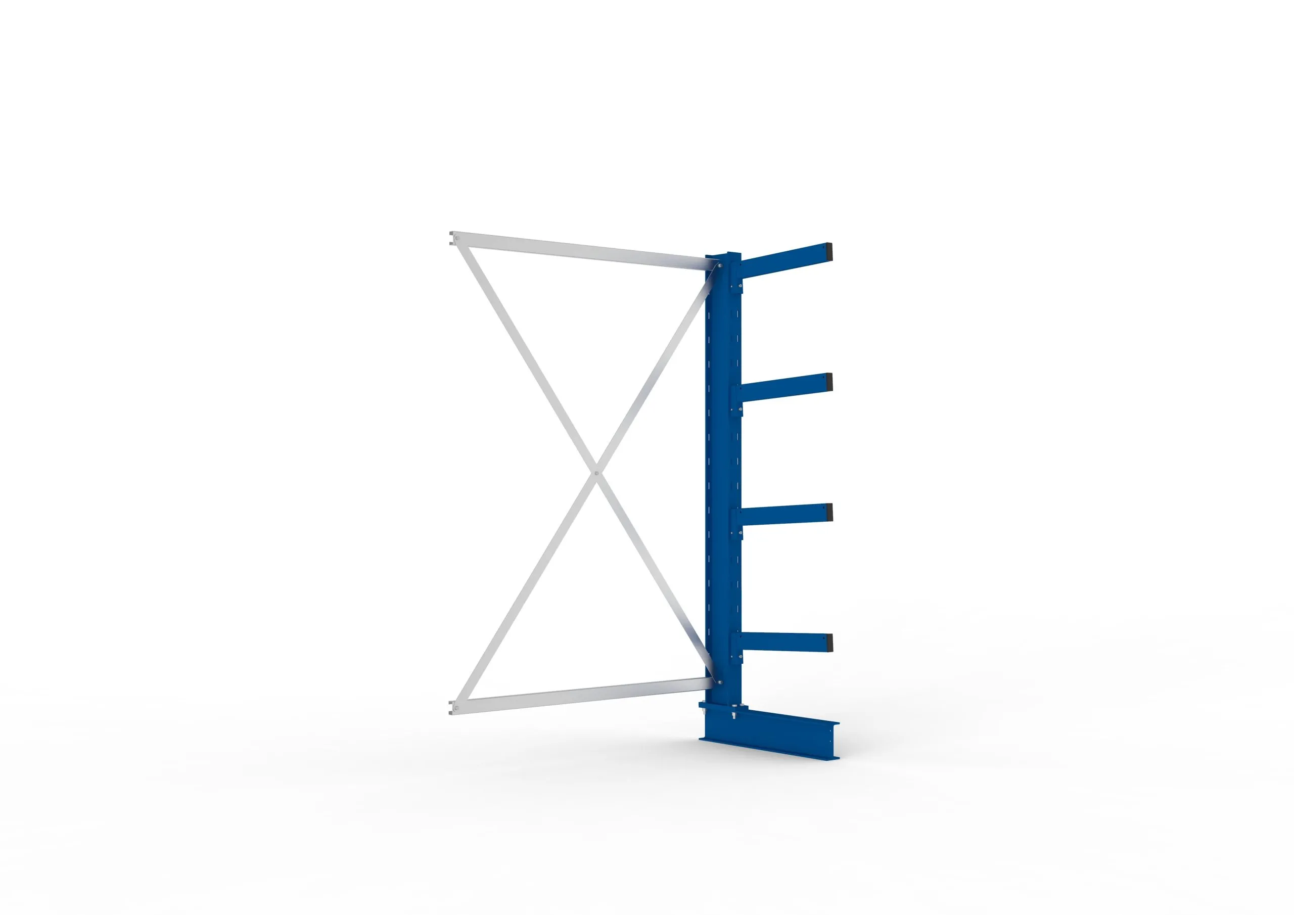 Meta Kragarmregal MULTISTRONG einseitig | Medium-Duty | Anbauregal | HxBxT 200x130x50cm | 4 Ebenen | Fachlast 430kg | Blau