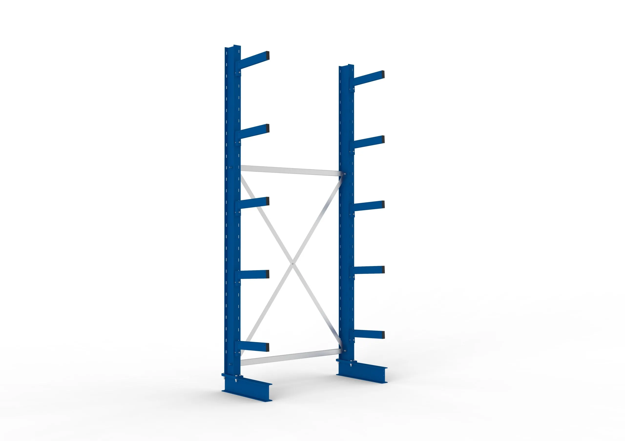 Meta Kragarmregal MULTISTRONG einseitig | Medium-Duty | Grundregal | HxBxT 300x130x40cm | 5 Ebenen | Fachlast 535kg | Blau