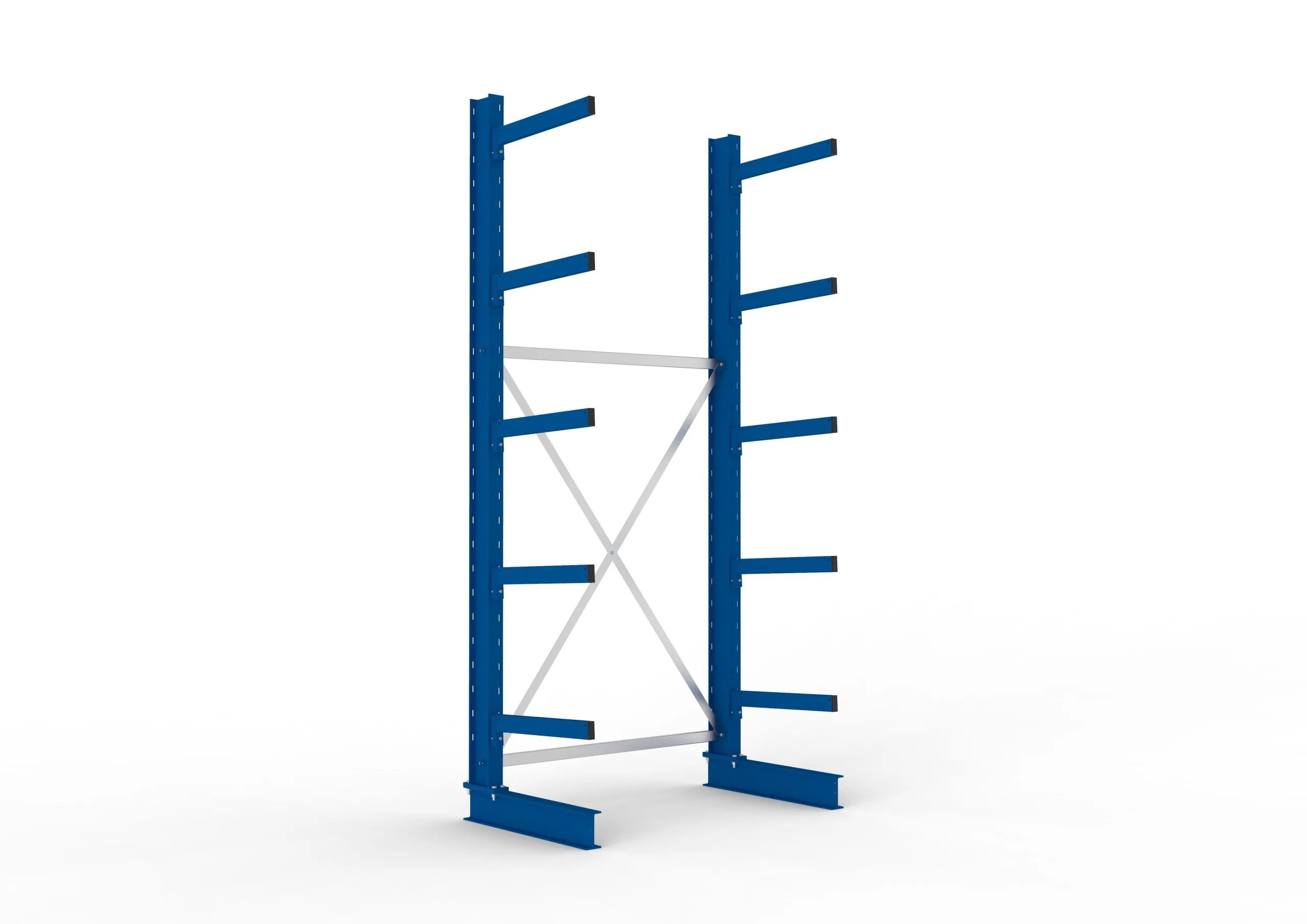 Meta Kragarmregal MULTISTRONG einseitig | Medium-Duty | Grundregal | HxBxT 300x130x60cm | 5 Ebenen | Fachlast 355kg | Blau