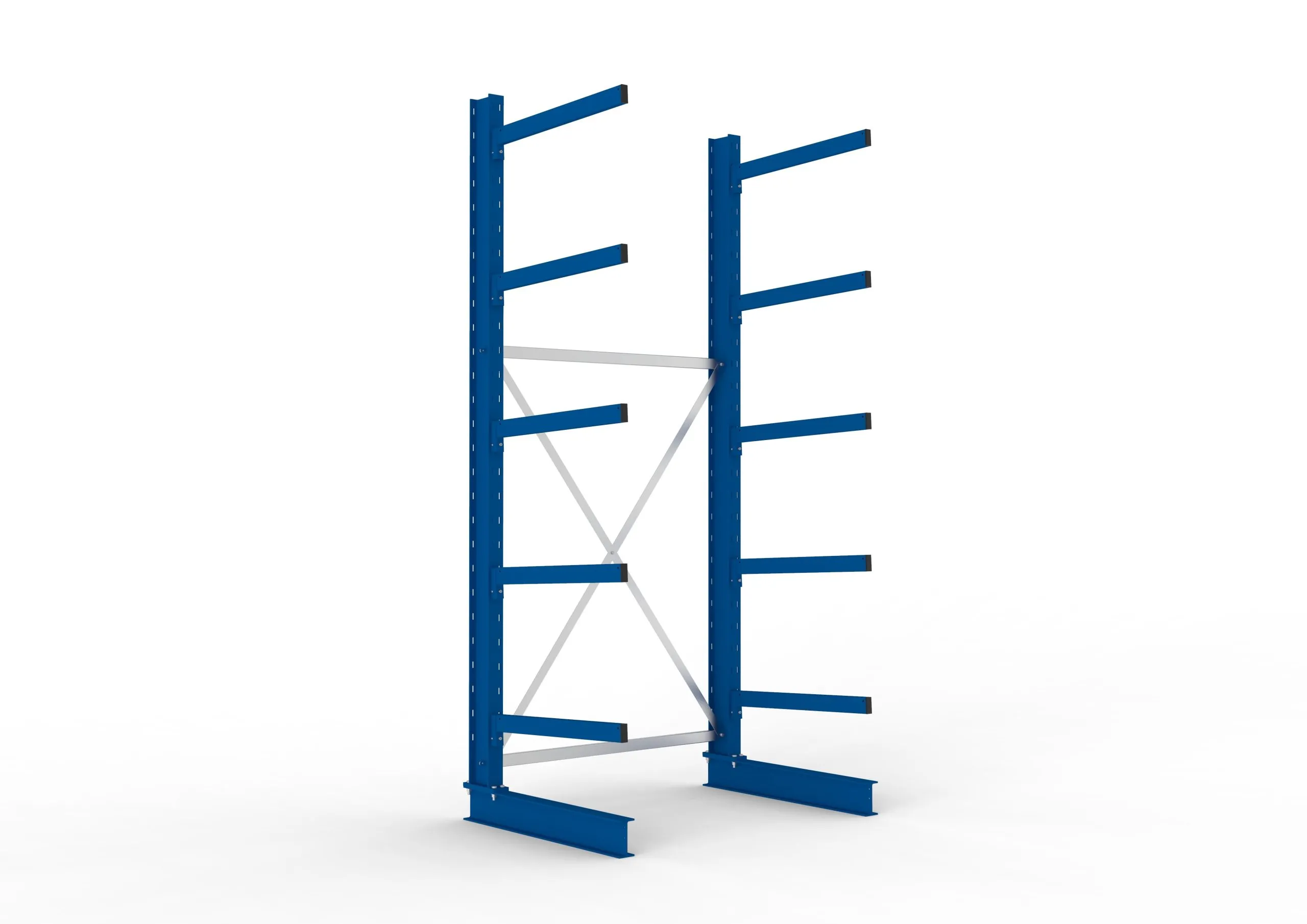 Meta Kragarmregal MULTISTRONG einseitig | Medium-Duty | Grundregal | HxBxT 300x130x80cm | 5 Ebenen | Fachlast 250kg | Blau