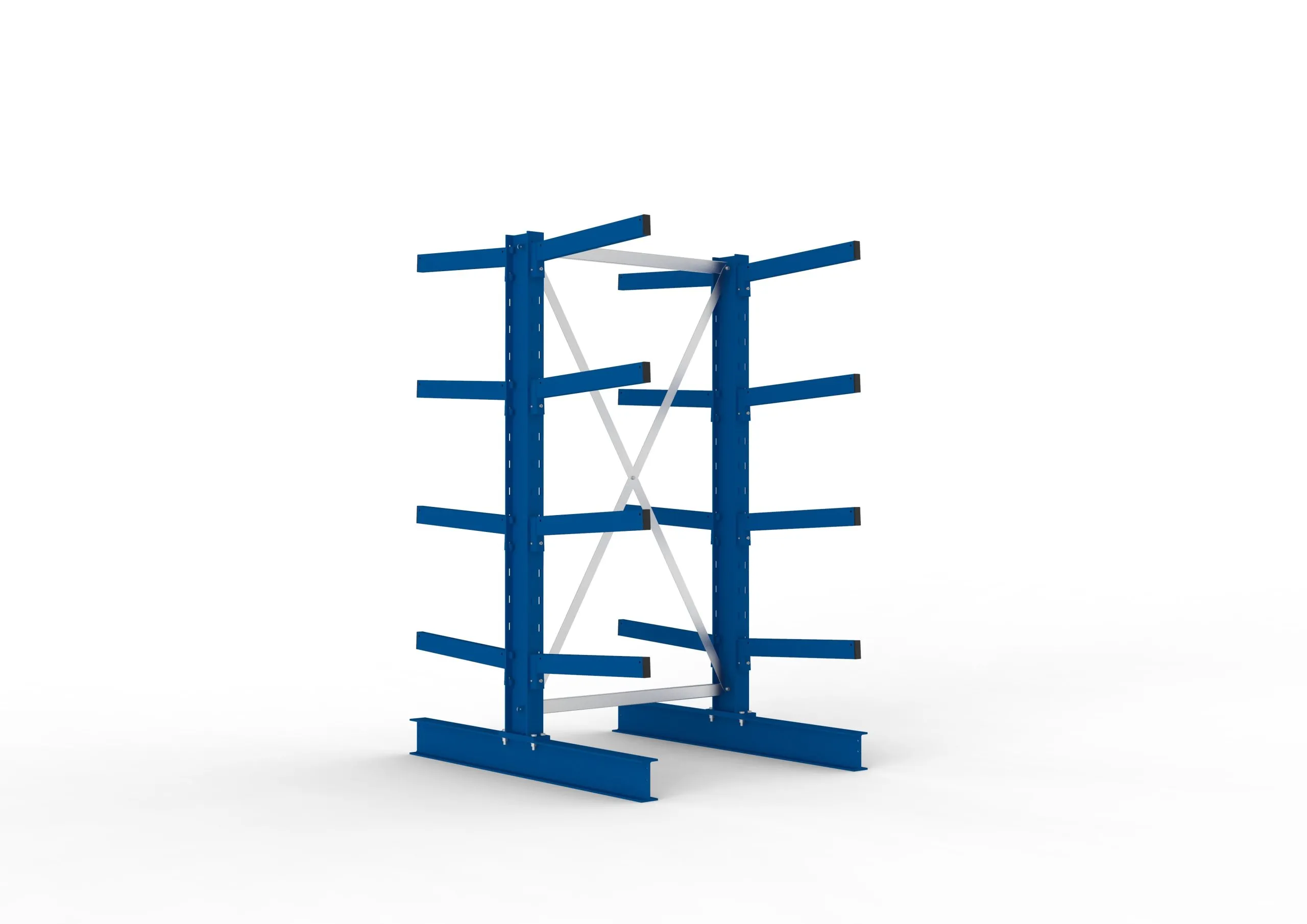 Meta Kragarmregal MULTISTRONG doppelseitig | Medium-Duty | Grundregal | HxBxT 200x100x120cm | 4 Ebenen | Fachlast 355kg | Blau
