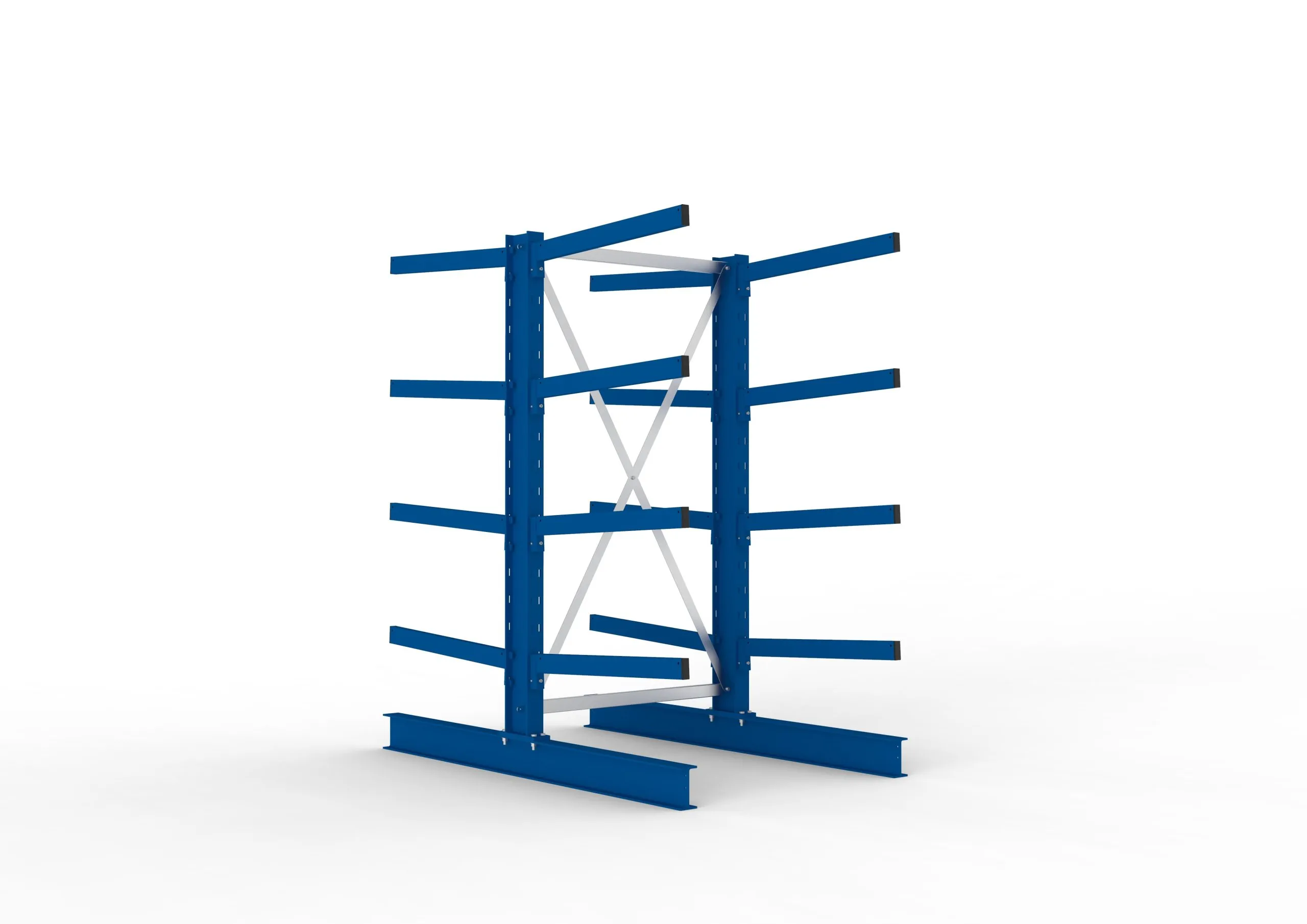 Meta Kragarmregal MULTISTRONG doppelseitig | Medium-Duty | Grundregal | HxBxT 200x100x160cm | 4 Ebenen | Fachlast 250kg | Blau