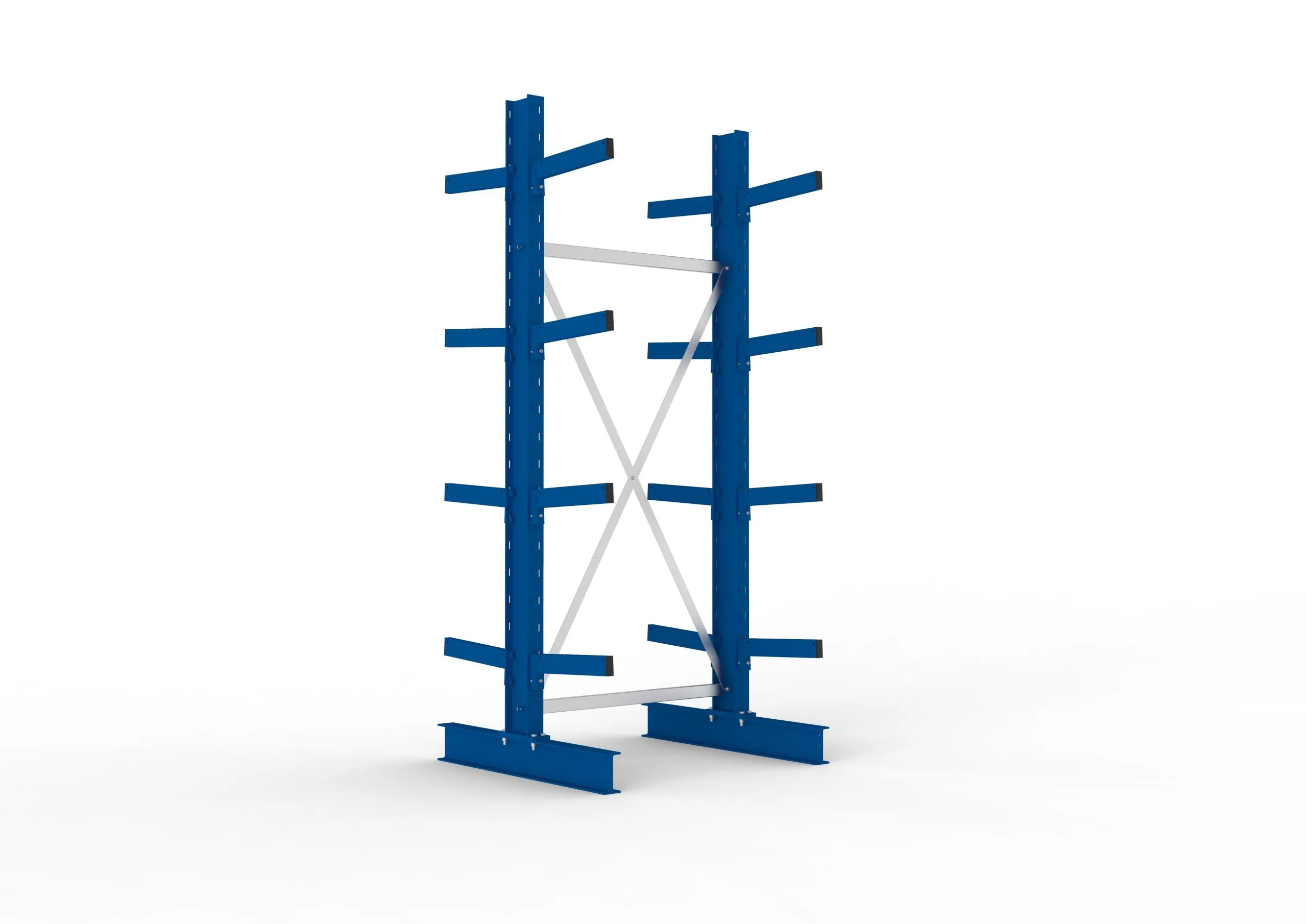 Meta Kragarmregal MULTISTRONG doppelseitig | Medium-Duty | Grundregal | HxBxT 250x100x80cm | 4 Ebenen | Fachlast 535kg | Blau