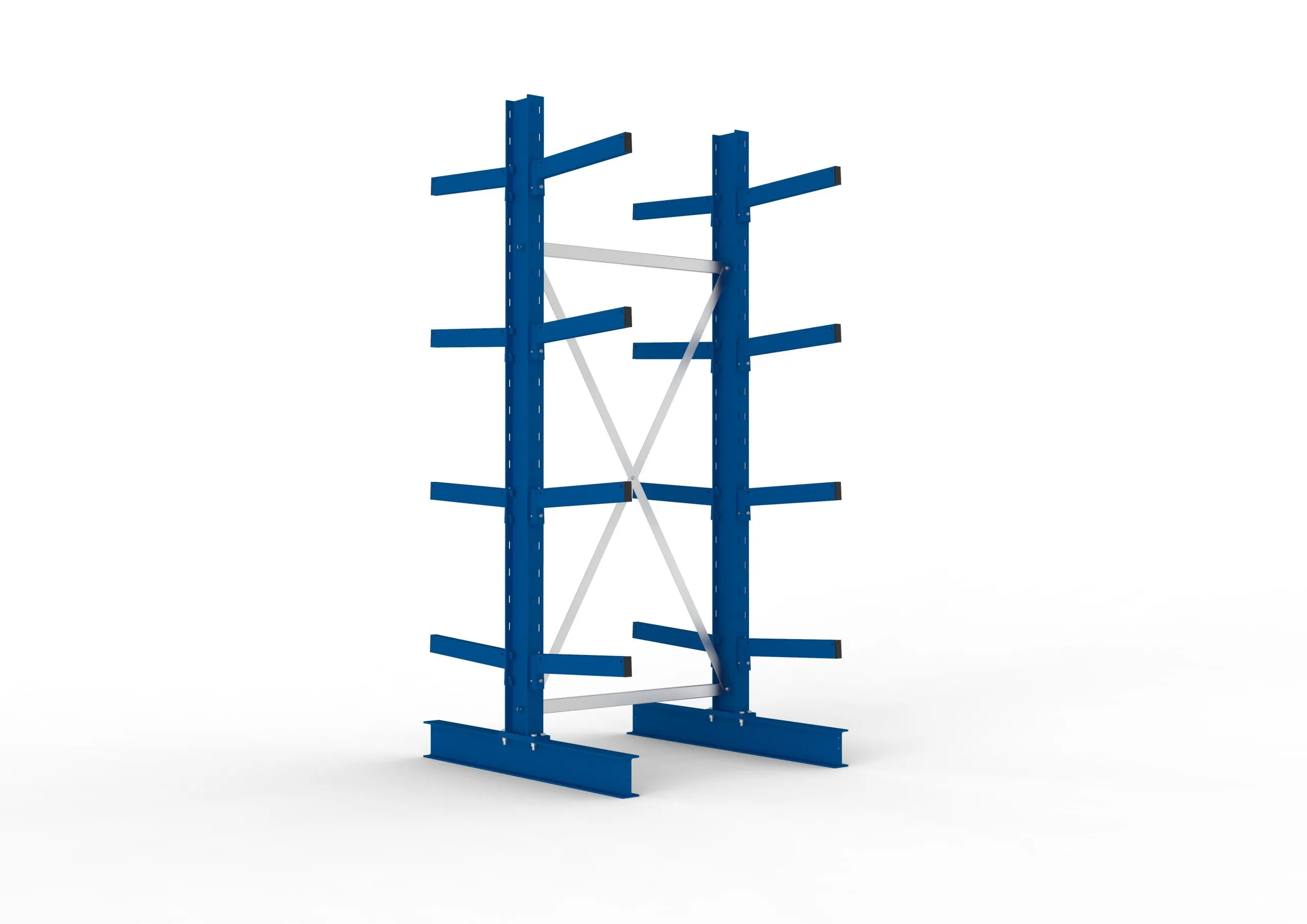 Meta Kragarmregal MULTISTRONG doppelseitig | Medium-Duty | Grundregal | HxBxT 250x100x100cm | 4 Ebenen | Fachlast 430kg | Blau