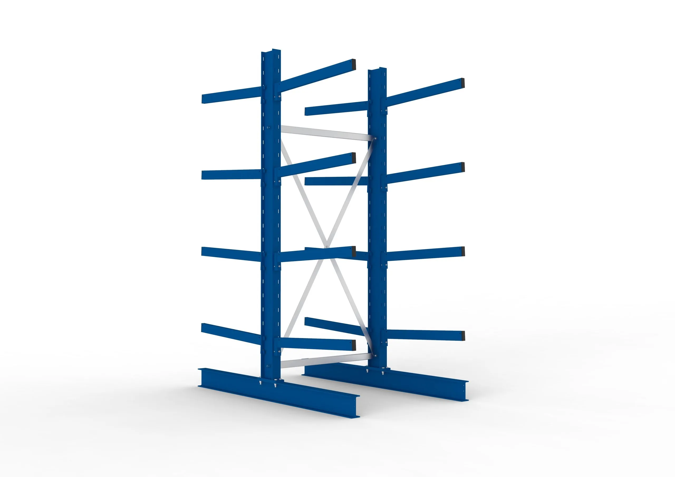 Meta Kragarmregal MULTISTRONG doppelseitig | Medium-Duty | Grundregal | HxBxT 250x100x160cm | 4 Ebenen | Fachlast 250kg | Blau