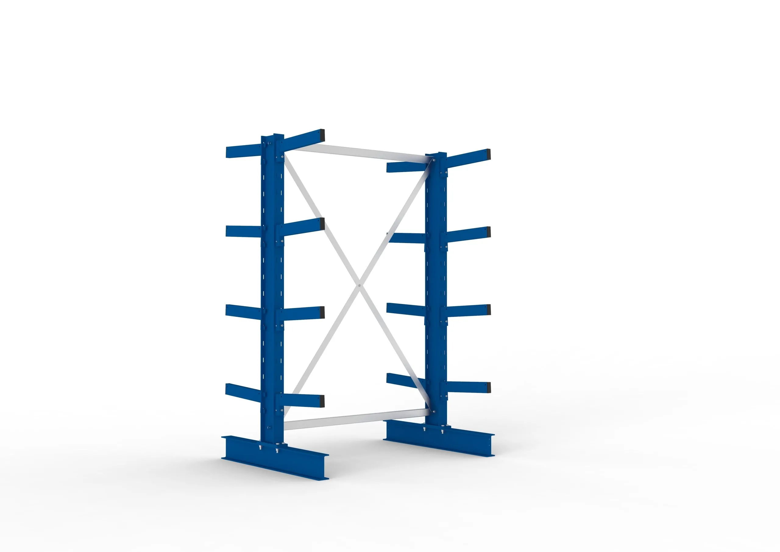Meta Kragarmregal MULTISTRONG doppelseitig | Medium-Duty | Grundregal | HxBxT 200x130x80cm | 4 Ebenen | Fachlast 535kg | Blau