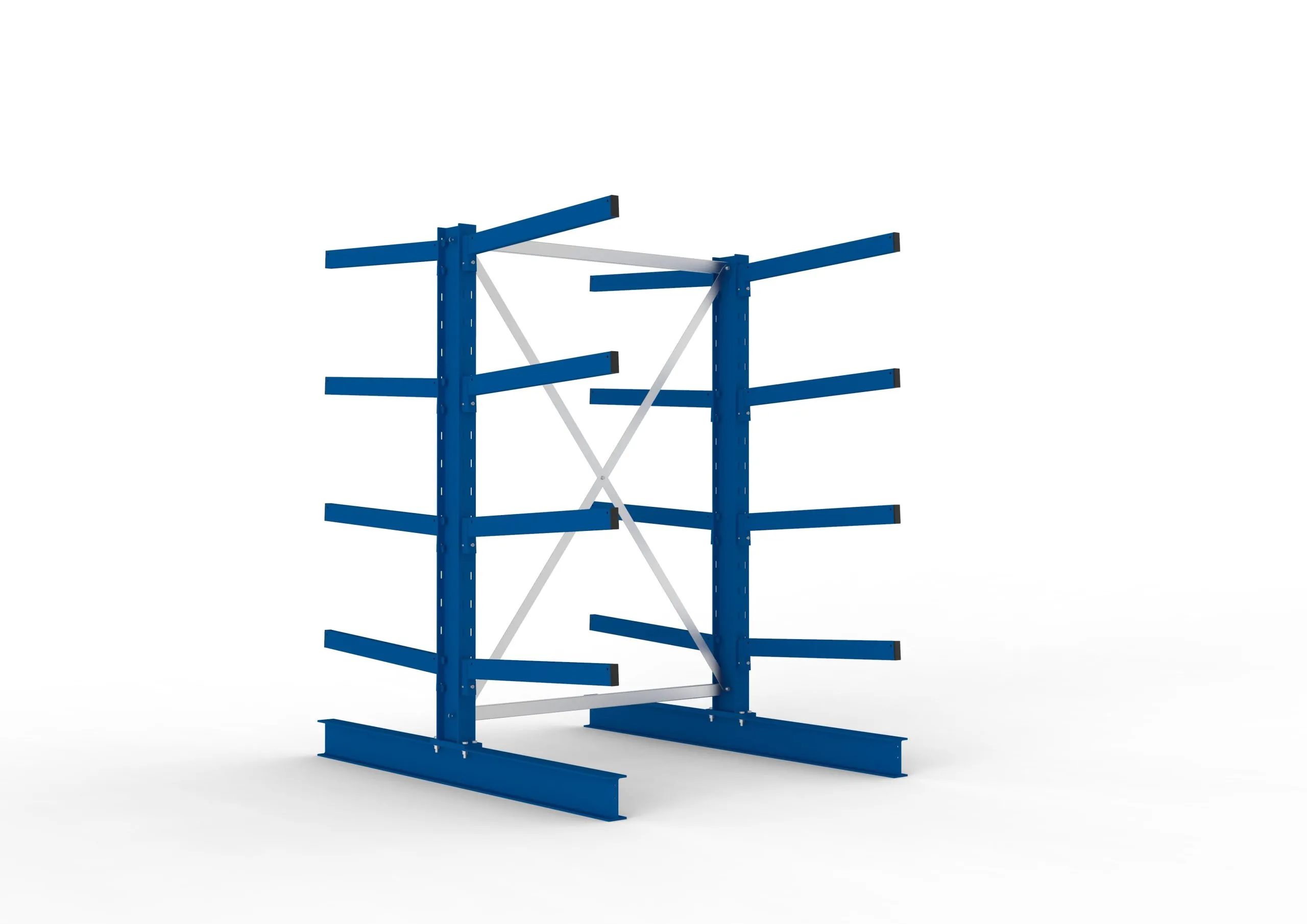 Meta Kragarmregal MULTISTRONG doppelseitig | Medium-Duty | Grundregal | HxBxT 200x130x160cm | 4 Ebenen | Fachlast 250kg | Blau