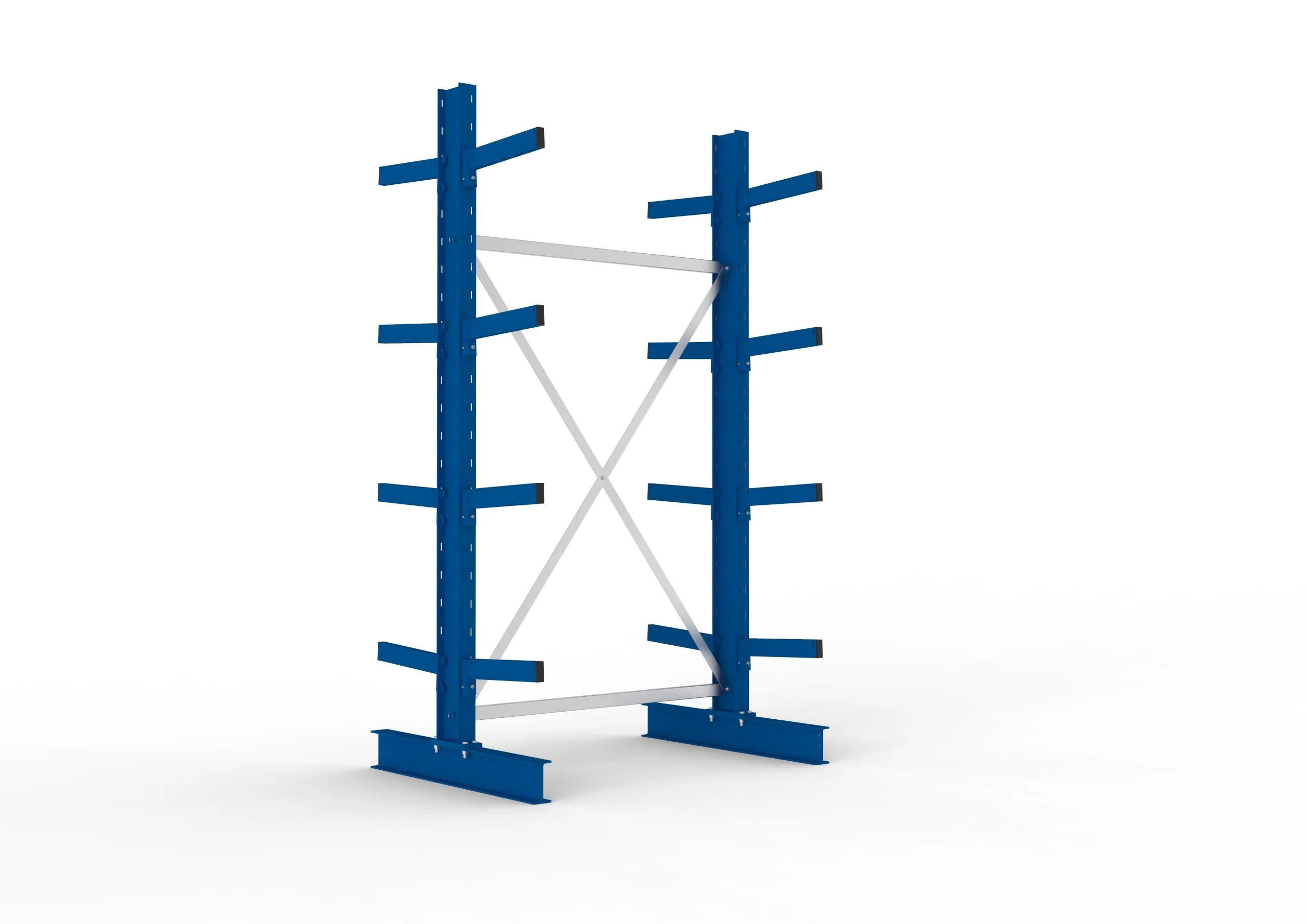 Meta Kragarmregal MULTISTRONG doppelseitig | Medium-Duty | Grundregal | HxBxT 250x130x80cm | 4 Ebenen | Fachlast 535kg | Blau
