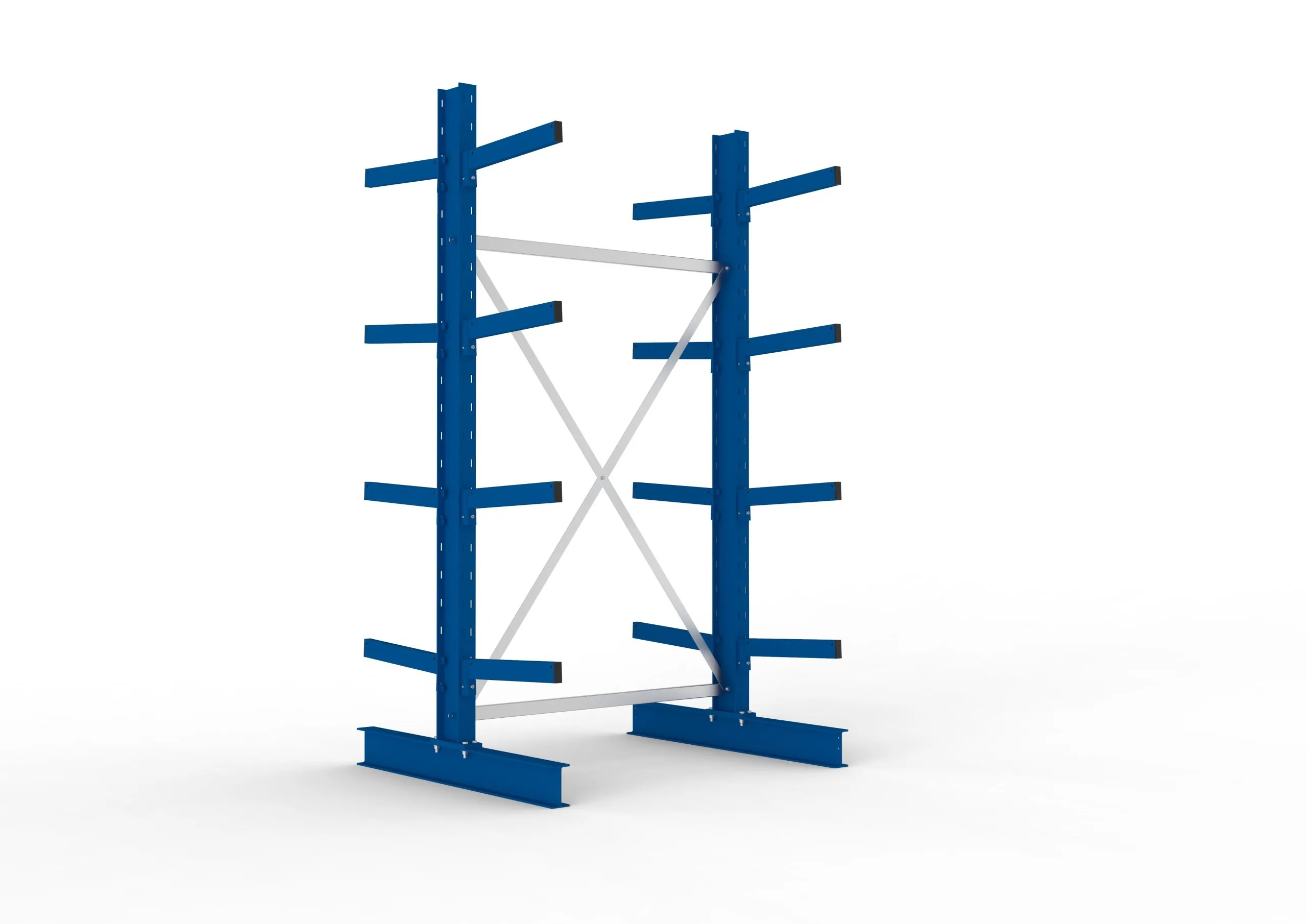 Meta Kragarmregal MULTISTRONG doppelseitig | Medium-Duty | Grundregal | HxBxT 250x130x100cm | 4 Ebenen | Fachlast 430kg | Blau