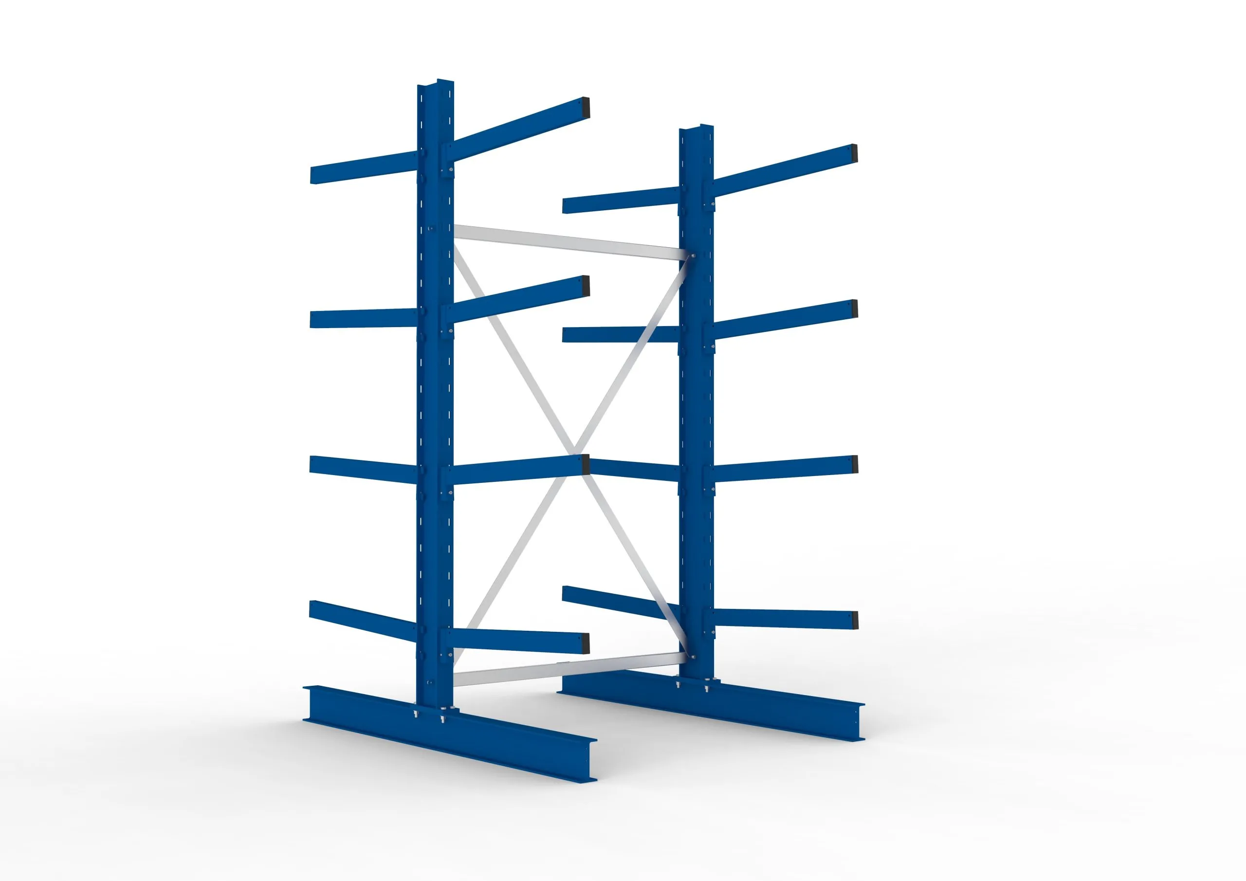 Meta Kragarmregal MULTISTRONG doppelseitig | Medium-Duty | Grundregal | HxBxT 250x130x160cm | 4 Ebenen | Fachlast 250kg | Blau