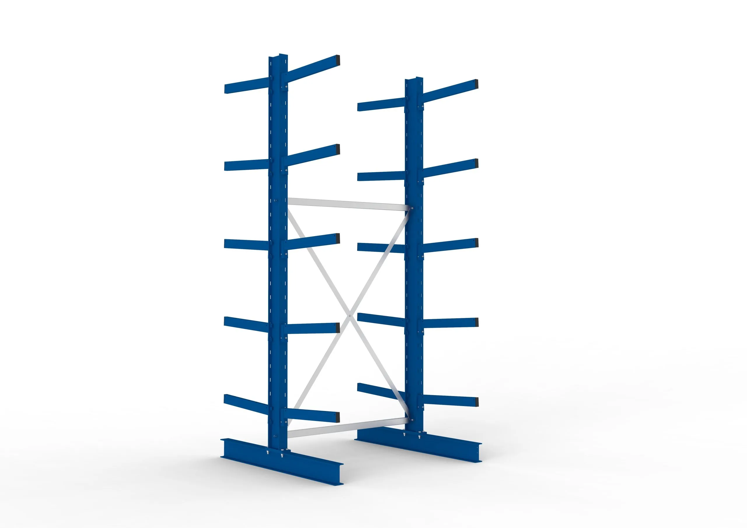 Meta Kragarmregal MULTISTRONG doppelseitig | Medium-Duty | Grundregal | HxBxT 300x130x120cm | 5 Ebenen | Fachlast 355kg | Blau