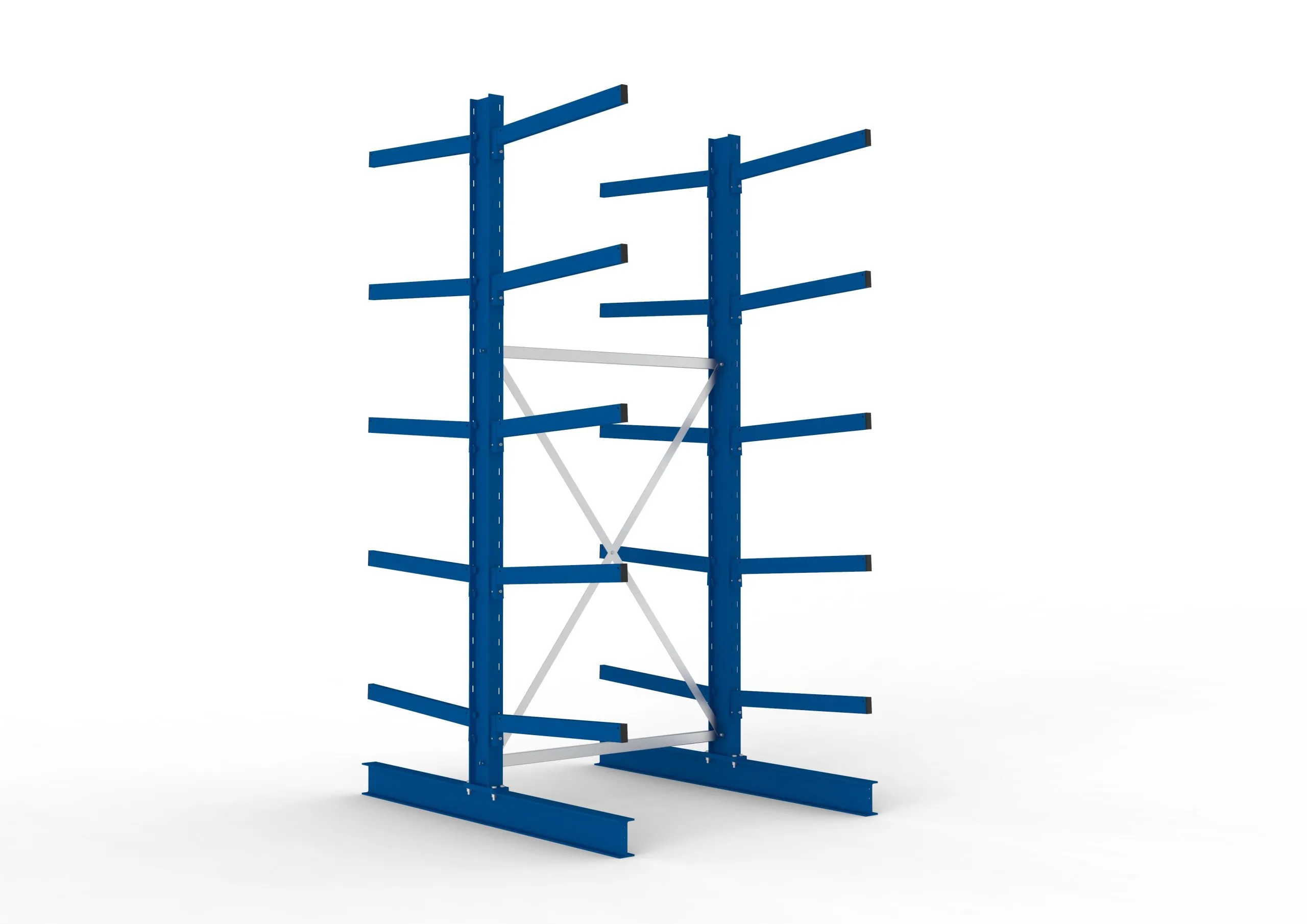 Meta Kragarmregal MULTISTRONG doppelseitig | Medium-Duty | Grundregal | HxBxT 300x130x160cm | 5 Ebenen | Fachlast 250kg | Blau