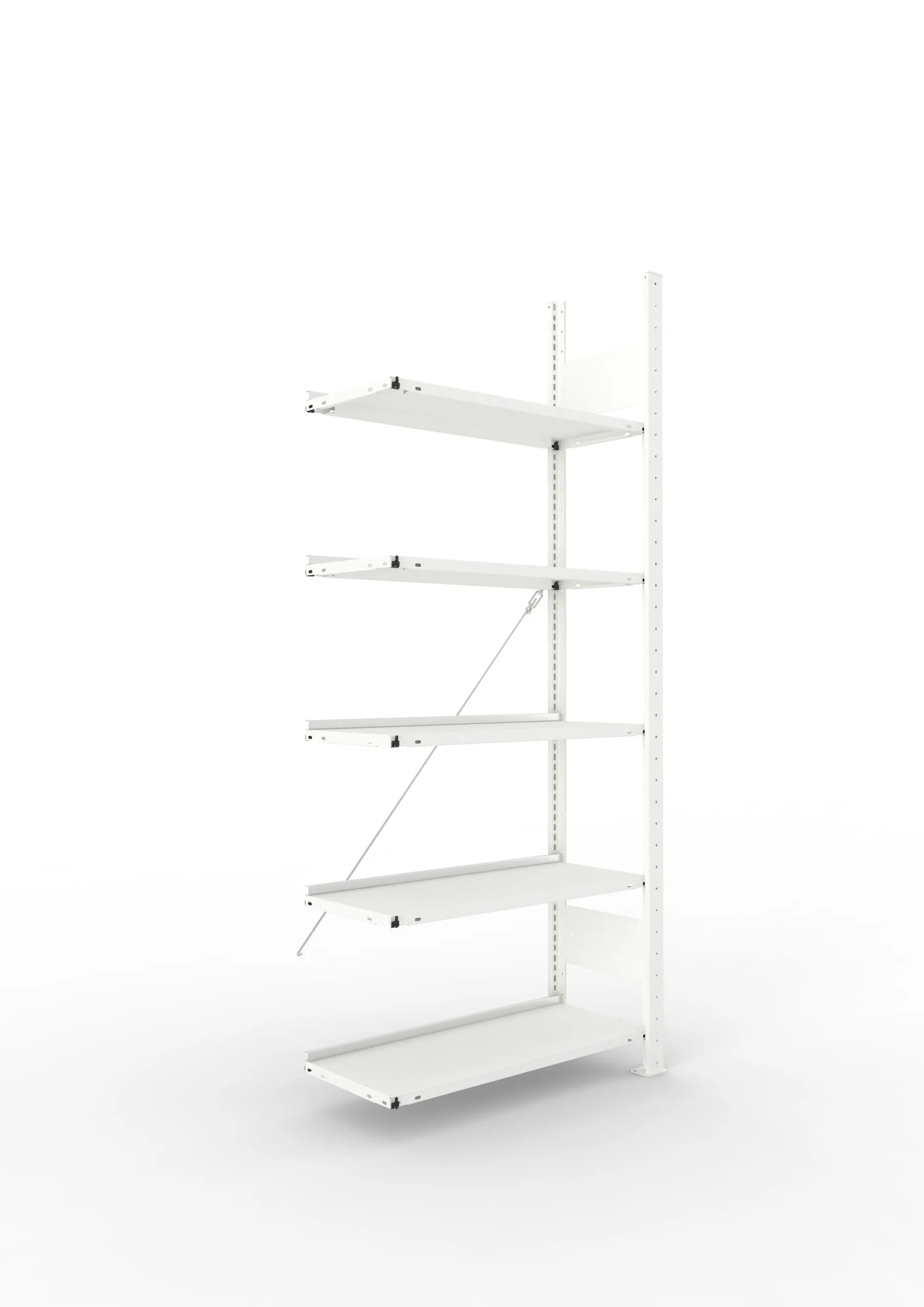 Meta Aktenregal Stecksystem CLIP mit vorgefertigten Rahmen | Anbauregal | HxBxT 185x75x30cm | 5 Ebenen | Fachlast 80kg | Einseitig nutzbar | Lichtgrau