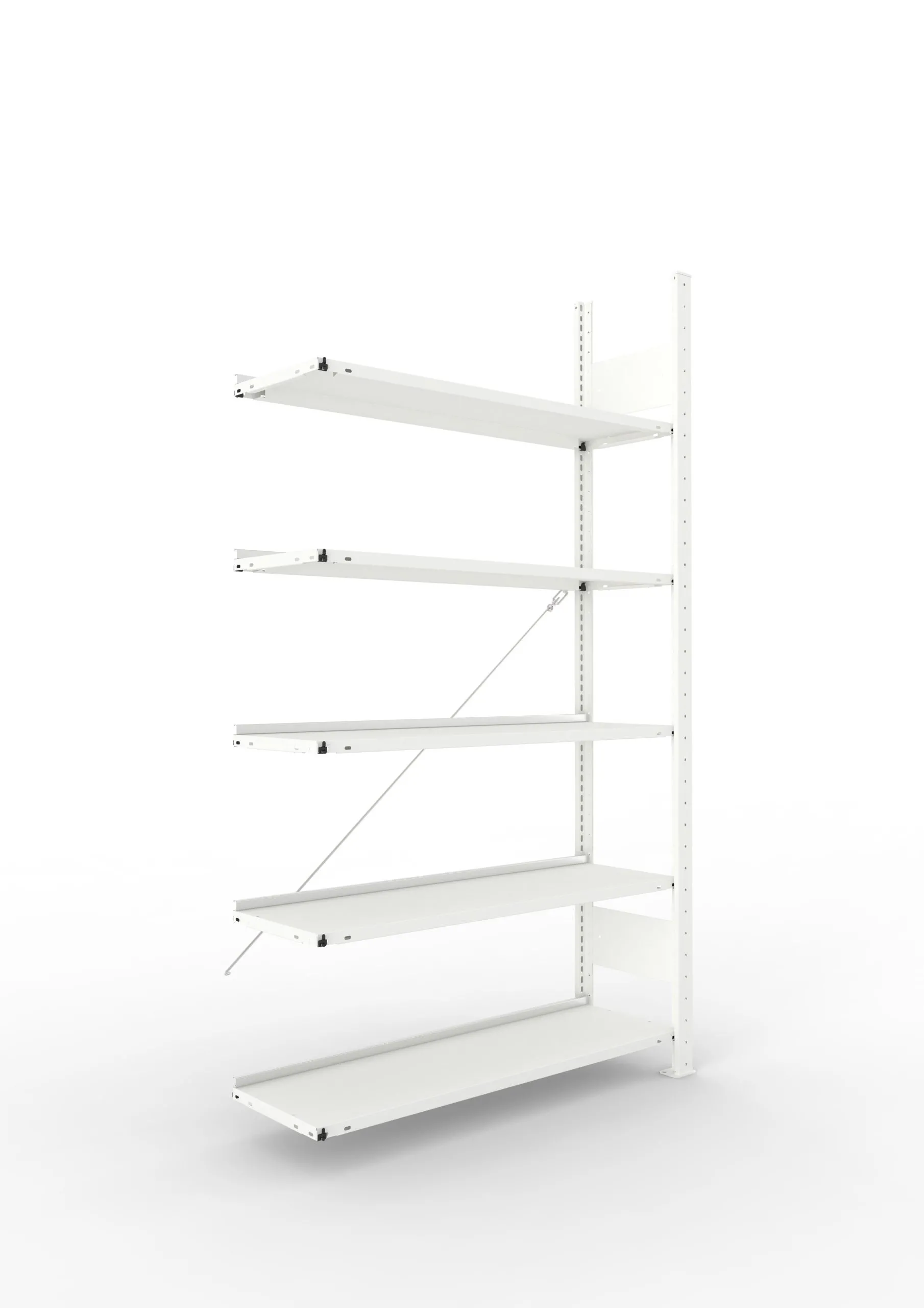 Meta Aktenregal Stecksystem CLIP mit vorgefertigten Rahmen | Anbauregal | HxBxT 185x100x30cm | 5 Ebenen | Fachlast 80kg | Einseitig nutzbar | Lichtgrau