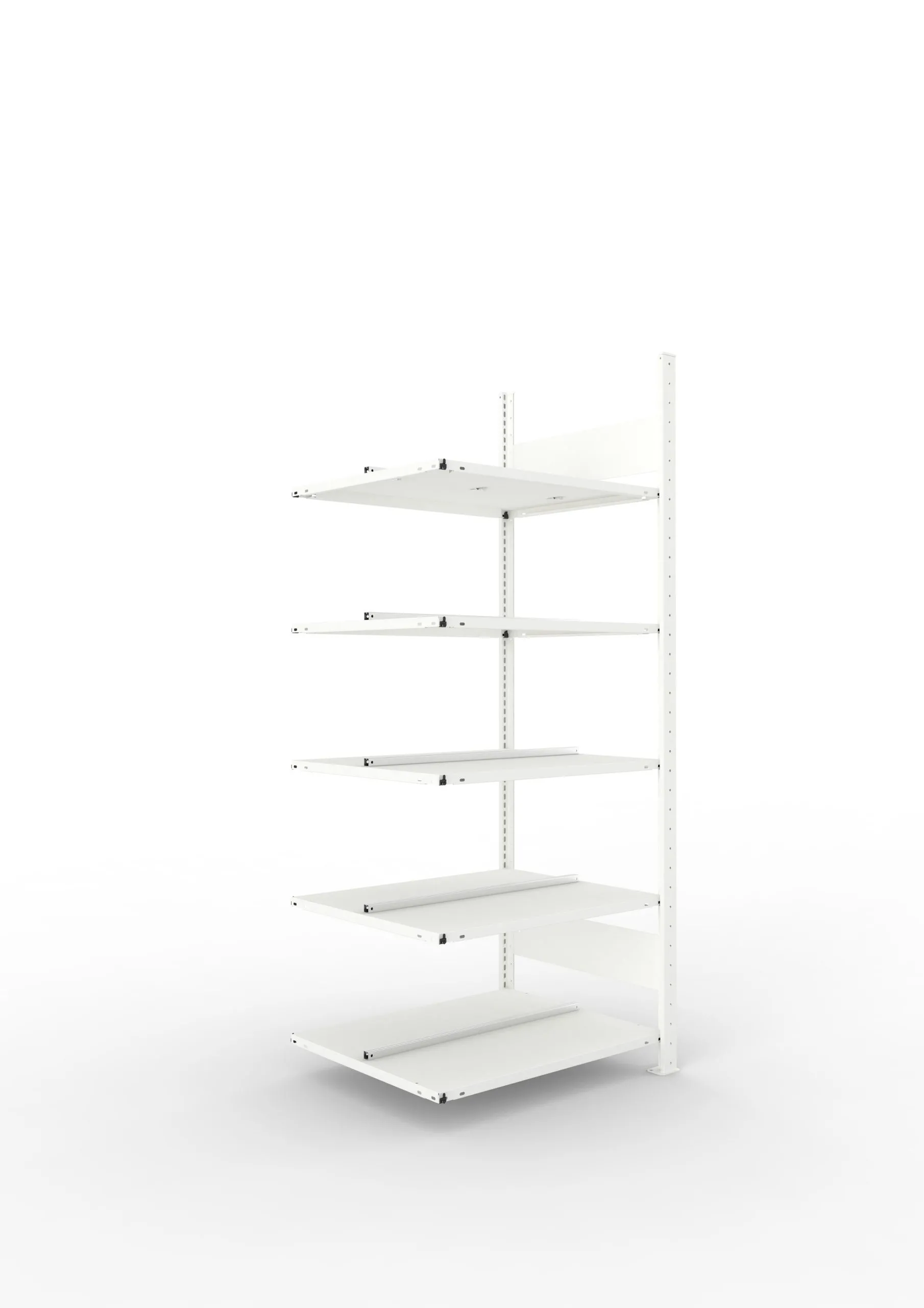 Meta Aktenregal Stecksystem CLIP mit vorgefertigten Rahmen | Anbauregal | HxBxT 185x75x60cm | 5 Ebenen | Fachlast 100kg | Beidseitig nutzbar | Lichtgrau