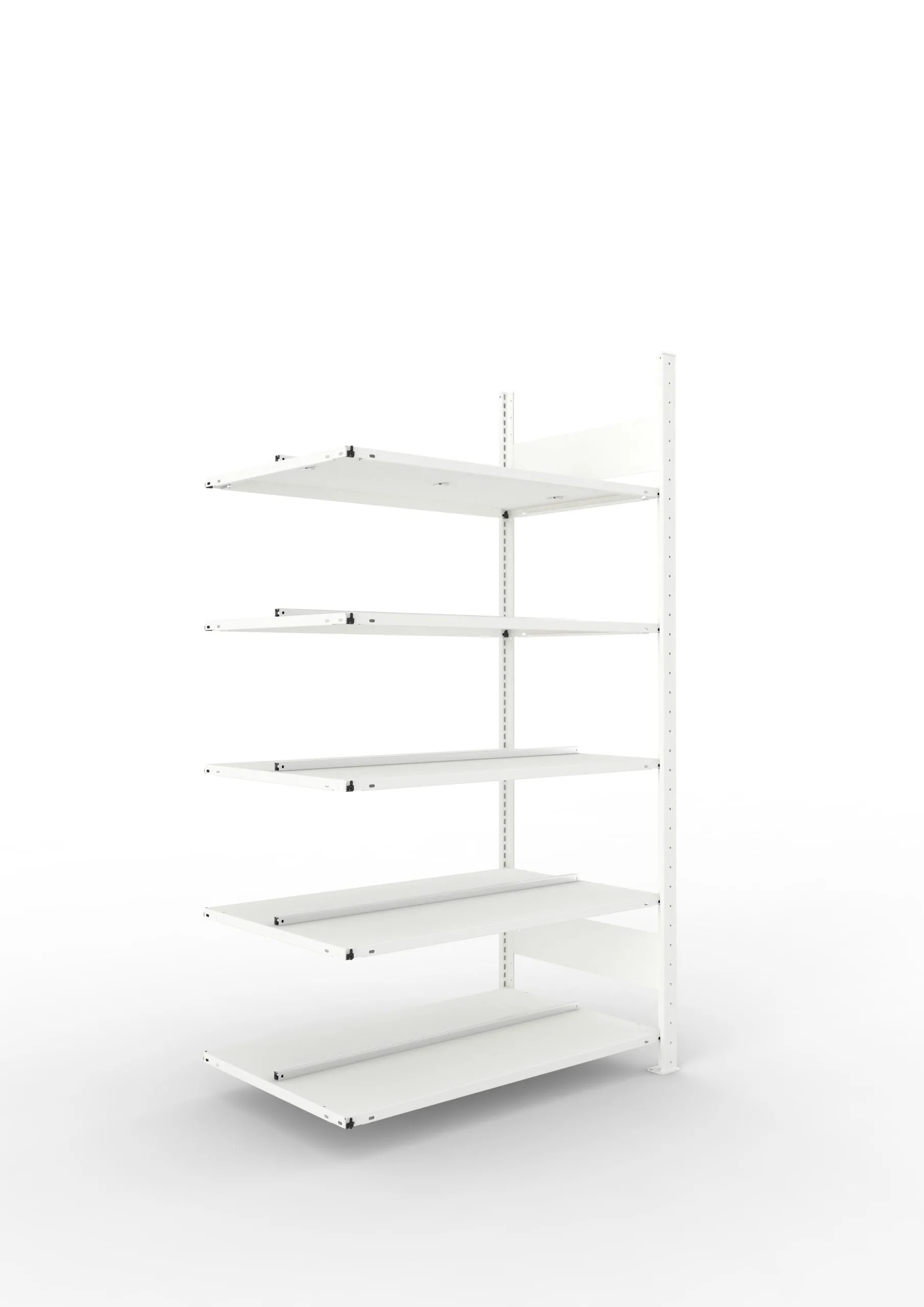 Meta Aktenregal Stecksystem CLIP mit vorgefertigten Rahmen | Anbauregal | HxBxT 185x100x60cm | 5 Ebenen | Fachlast 100kg | Beidseitig nutzbar | Lichtgrau