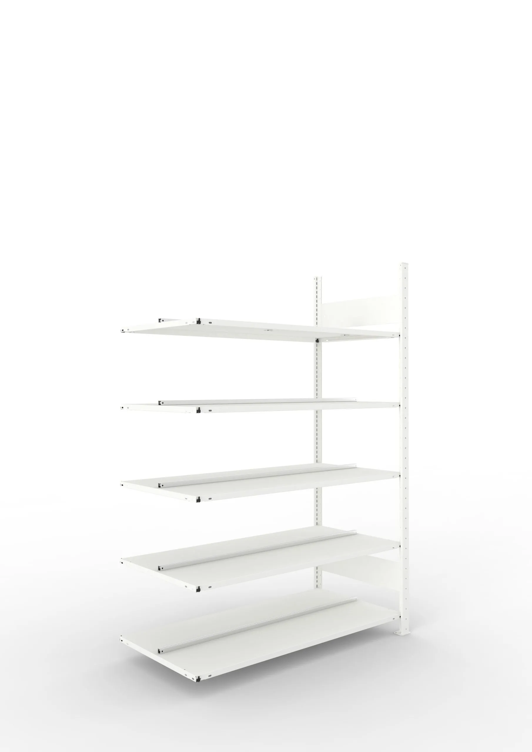 Meta Aktenregal Stecksystem CLIP mit vorgefertigten Rahmen | Anbauregal | HxBxT 185x125x60cm | 5 Ebenen | Fachlast 100kg | Beidseitig nutzbar | Lichtgrau