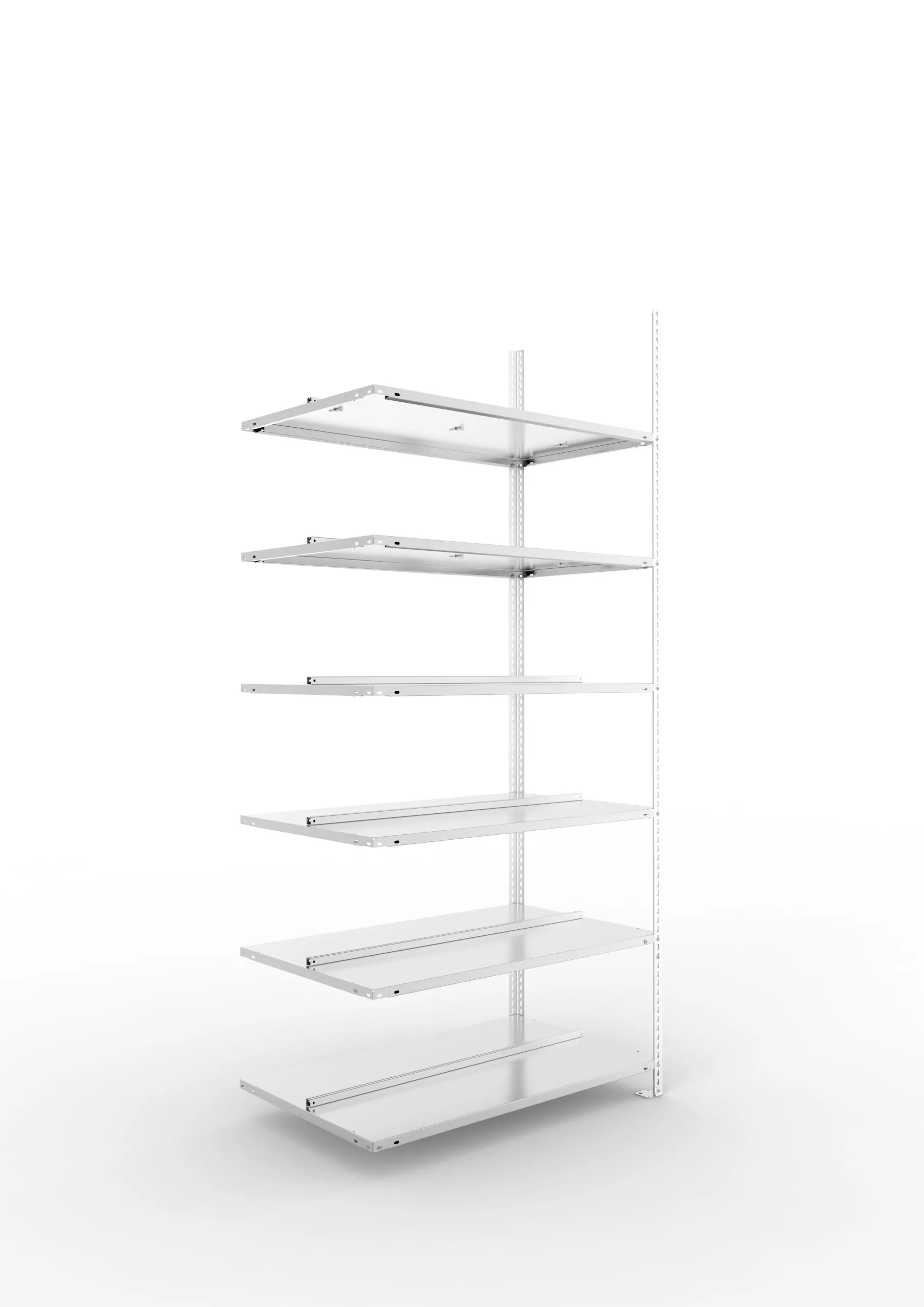 Meta Aktenregal Schraubsystem FIX | Anbauregal | HxBxT 220x100x60cm | 6 Ebenen | Fachlast 100kg | Beidseitig nutzbar | Verzinkt