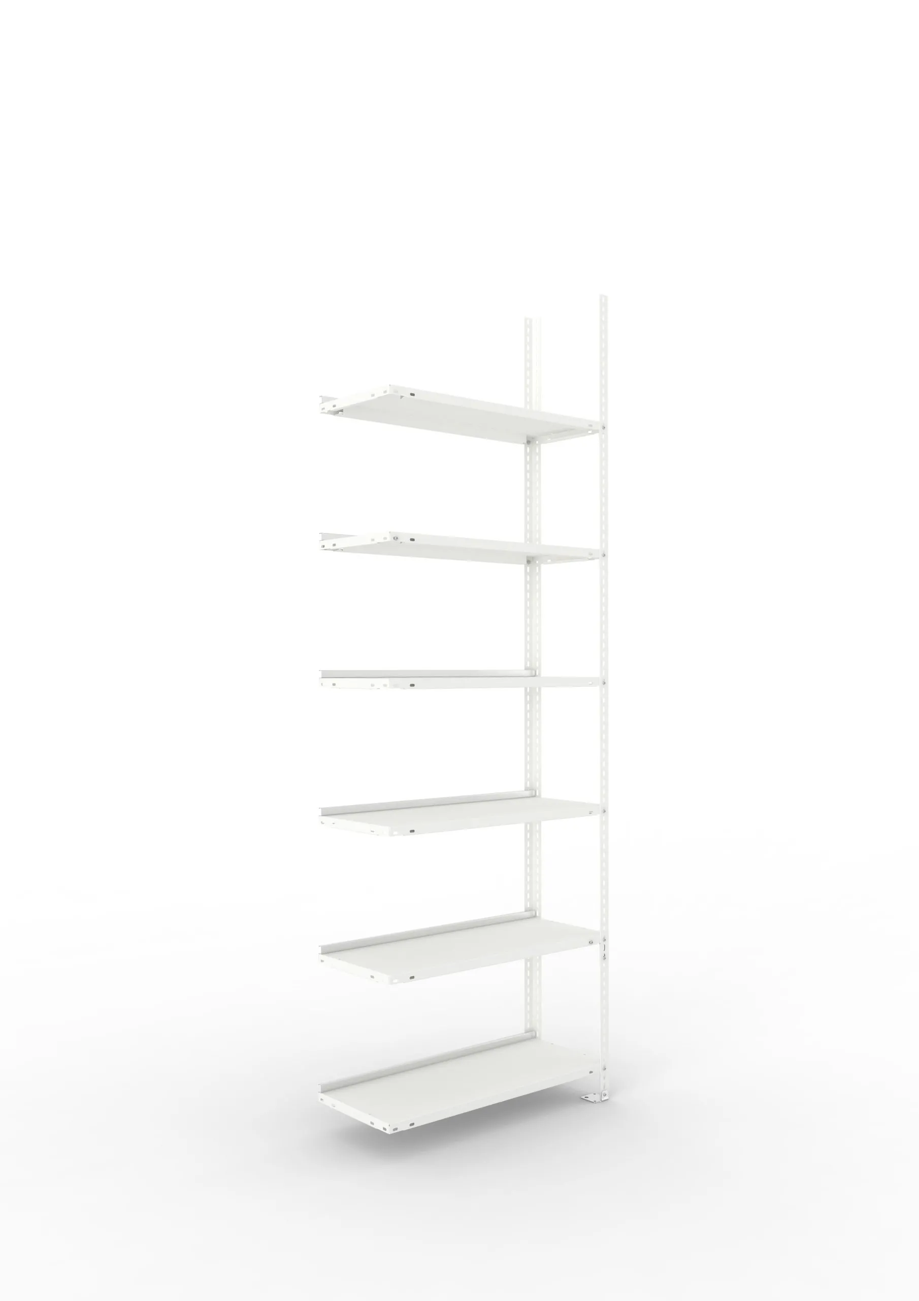 Meta Aktenregal Schraubsystem FIX | Anbauregal | HxBxT 220x75x30cm | 6 Ebenen | Fachlast 80kg | Einseitig nutzbar | Lichtgrau