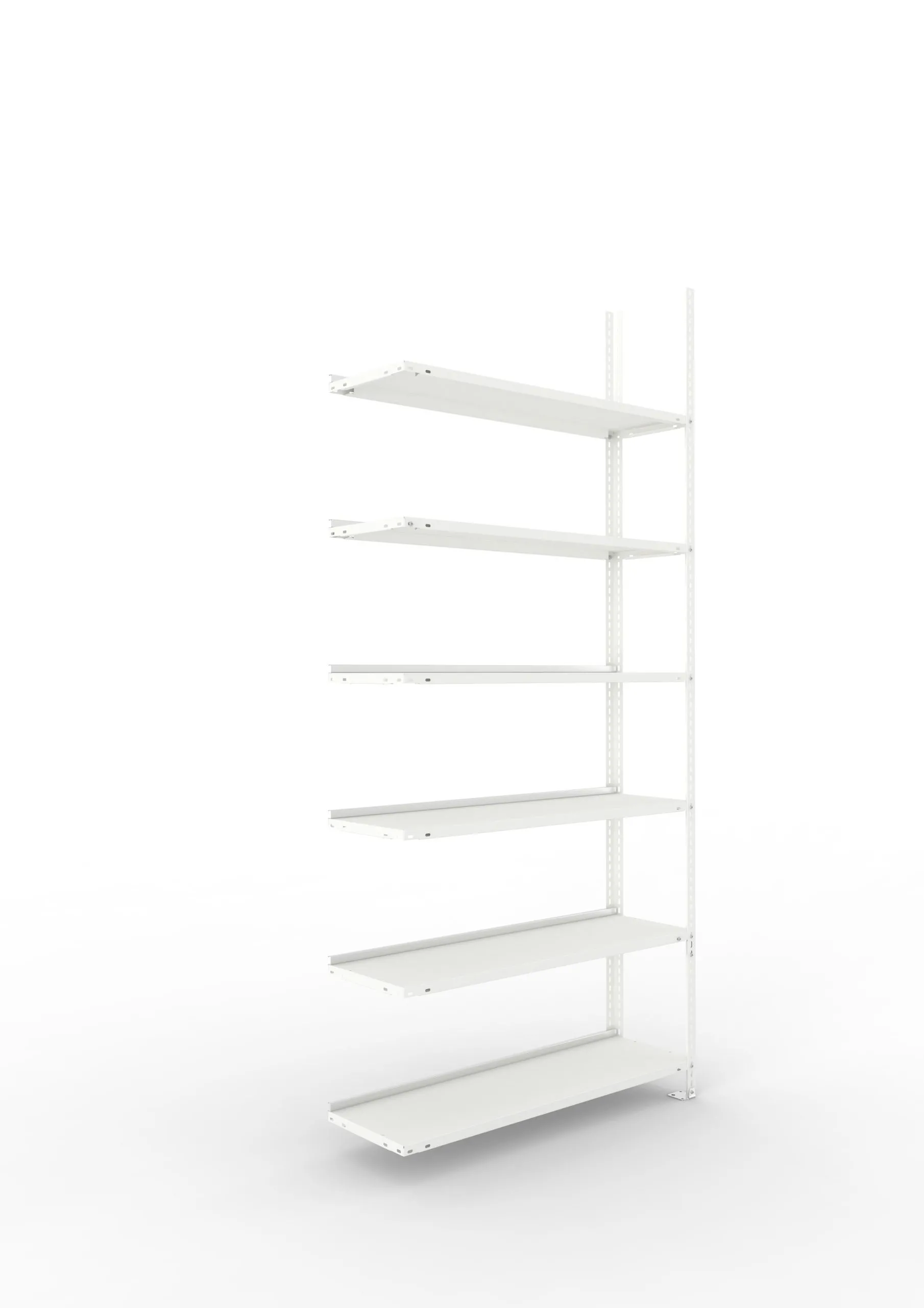 Meta Aktenregal Schraubsystem FIX | Anbauregal | HxBxT 220x100x30cm | 6 Ebenen | Fachlast 80kg | Einseitig nutzbar | Lichtgrau