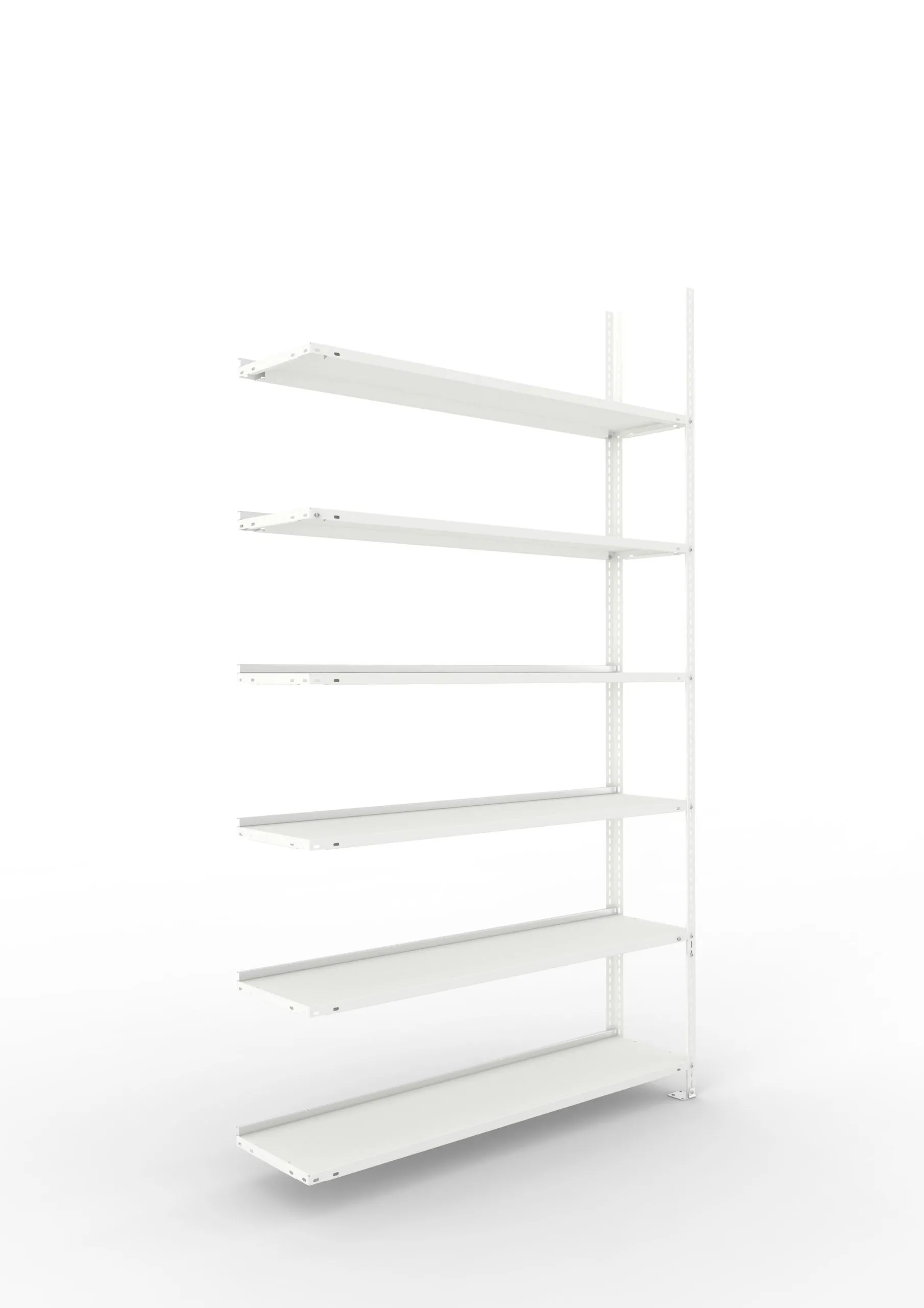 Meta Aktenregal Schraubsystem FIX | Anbauregal | HxBxT 220x125x30cm | 6 Ebenen | Fachlast 80kg | Einseitig nutzbar | Lichtgrau