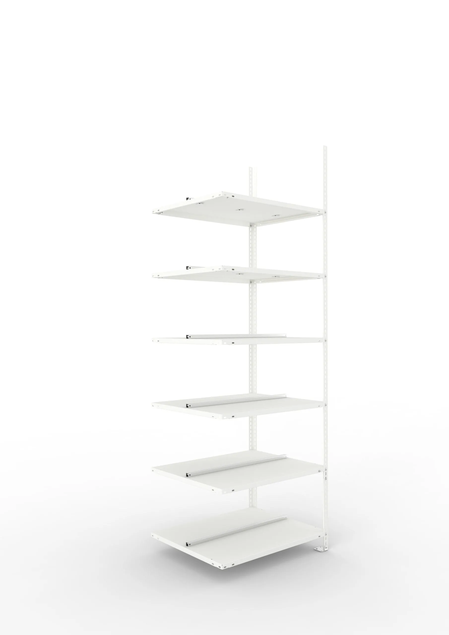 Meta Aktenregal Schraubsystem FIX | Anbauregal | HxBxT 220x75x60cm | 6 Ebenen | Fachlast 100kg | Beidseitig nutzbar | Lichtgrau