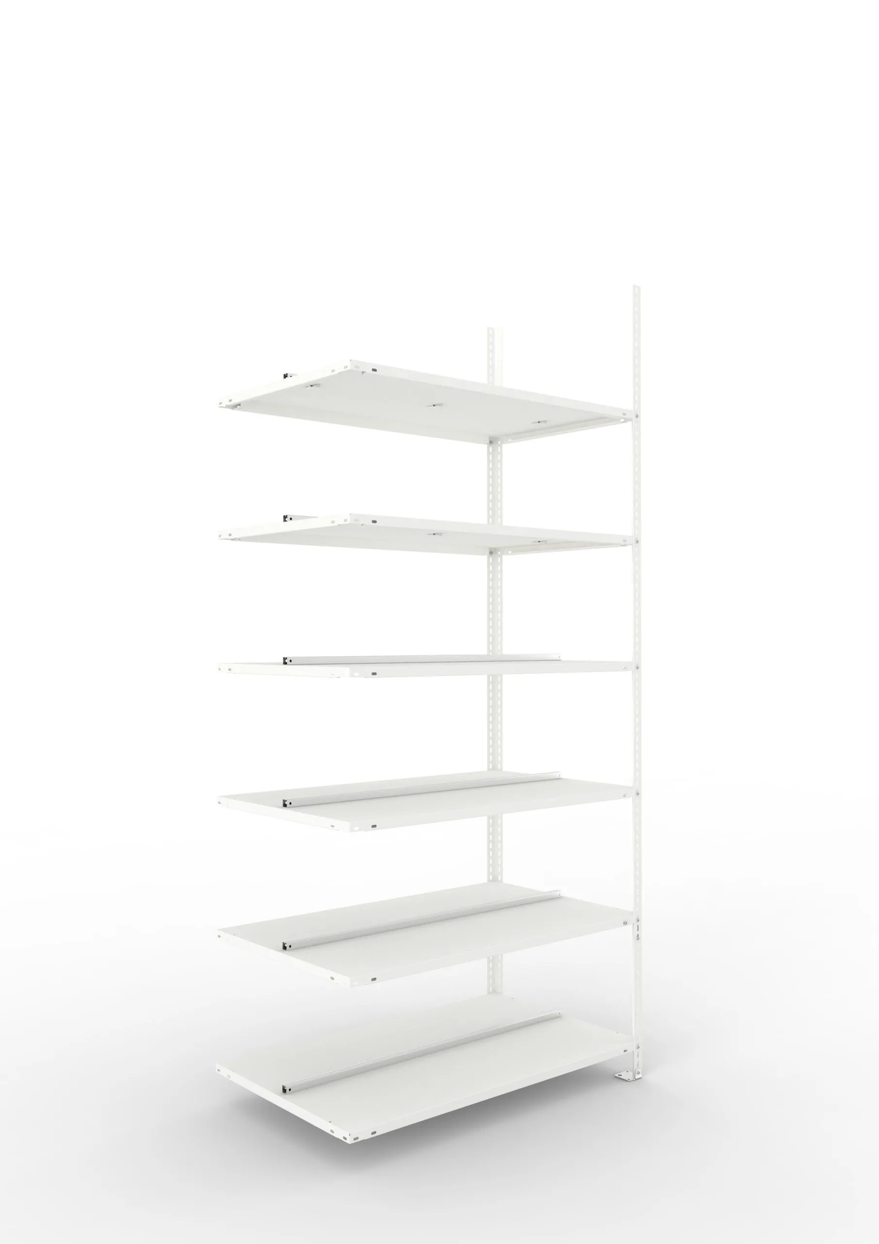 Meta Aktenregal Schraubsystem FIX | Anbauregal | HxBxT 220x100x60cm | 6 Ebenen | Fachlast 100kg | Beidseitig nutzbar | Lichtgrau