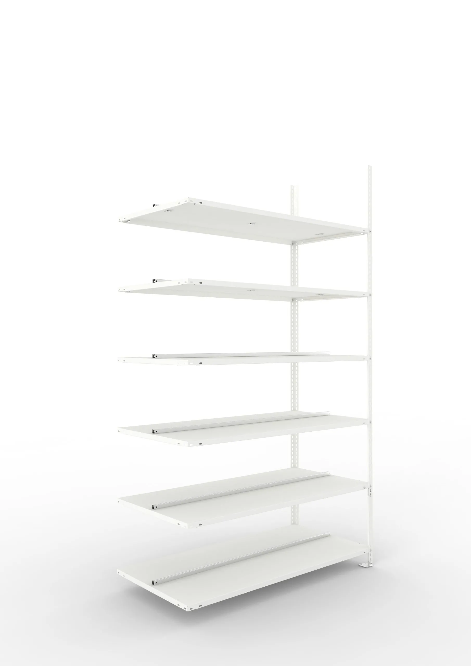 Meta Aktenregal Schraubsystem FIX | Anbauregal | HxBxT 220x125x60cm | 6 Ebenen | Fachlast 100kg | Beidseitig nutzbar | Lichtgrau