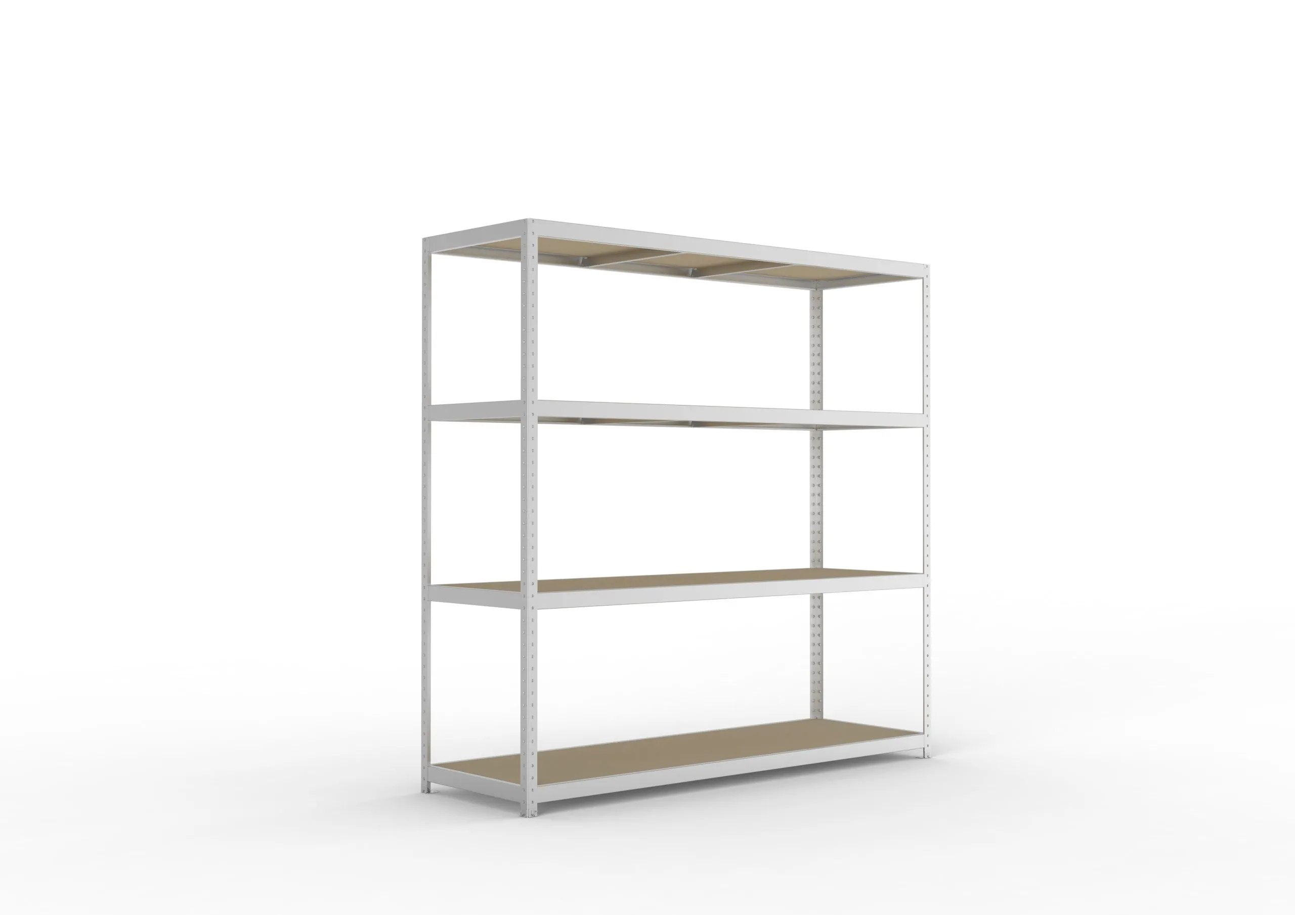 Meta Weitspannregal mit Spanplatten SPEED-RACK | Grundregal | HxBxT 247x250x80cm | 4 Ebenen | Fachlast 400kg | Verzinkt