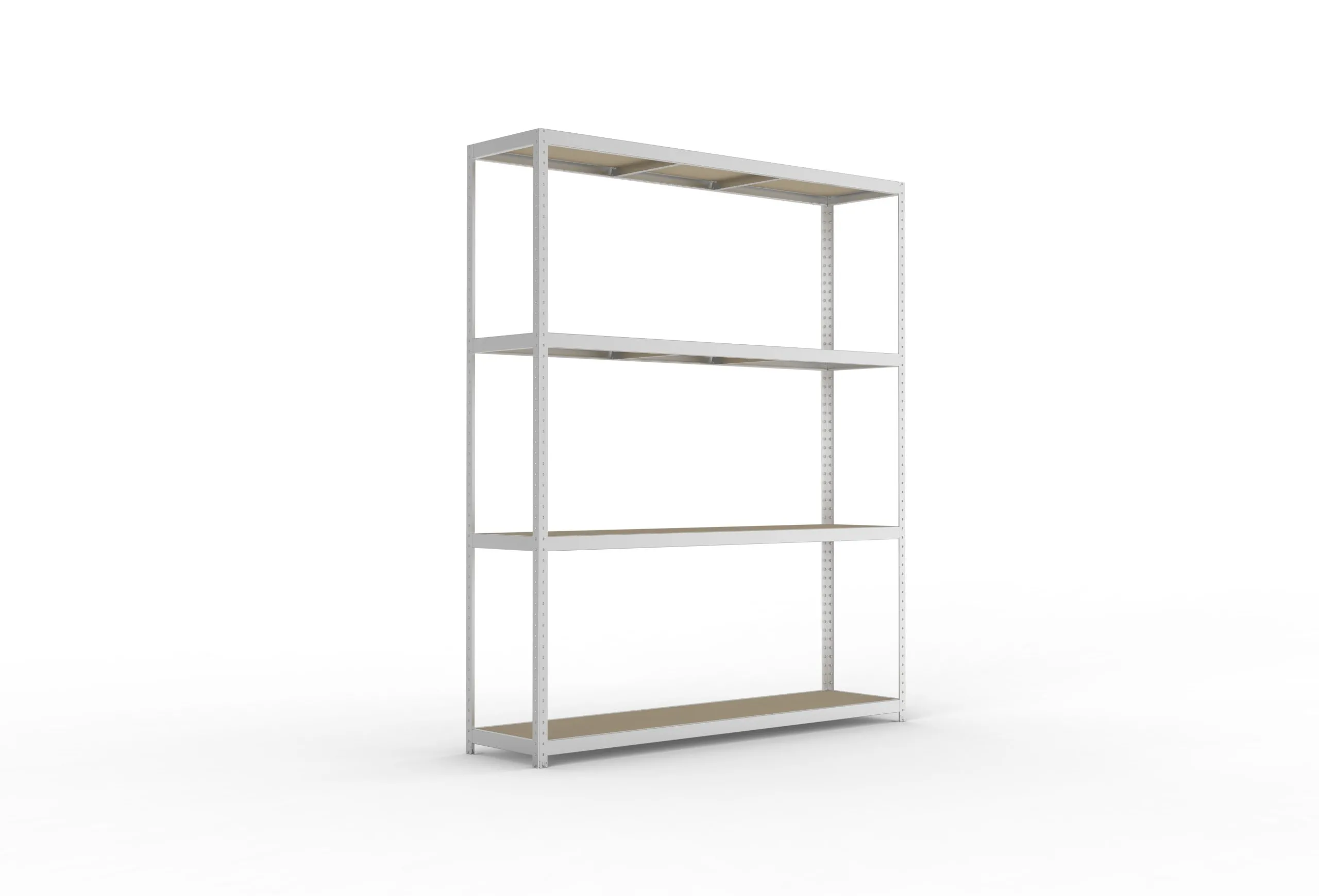 Meta Weitspannregal mit Spanplatten SPEED-RACK | Grundregal | HxBxT 297x250x60cm | 4 Ebenen | Fachlast 400kg | Verzinkt