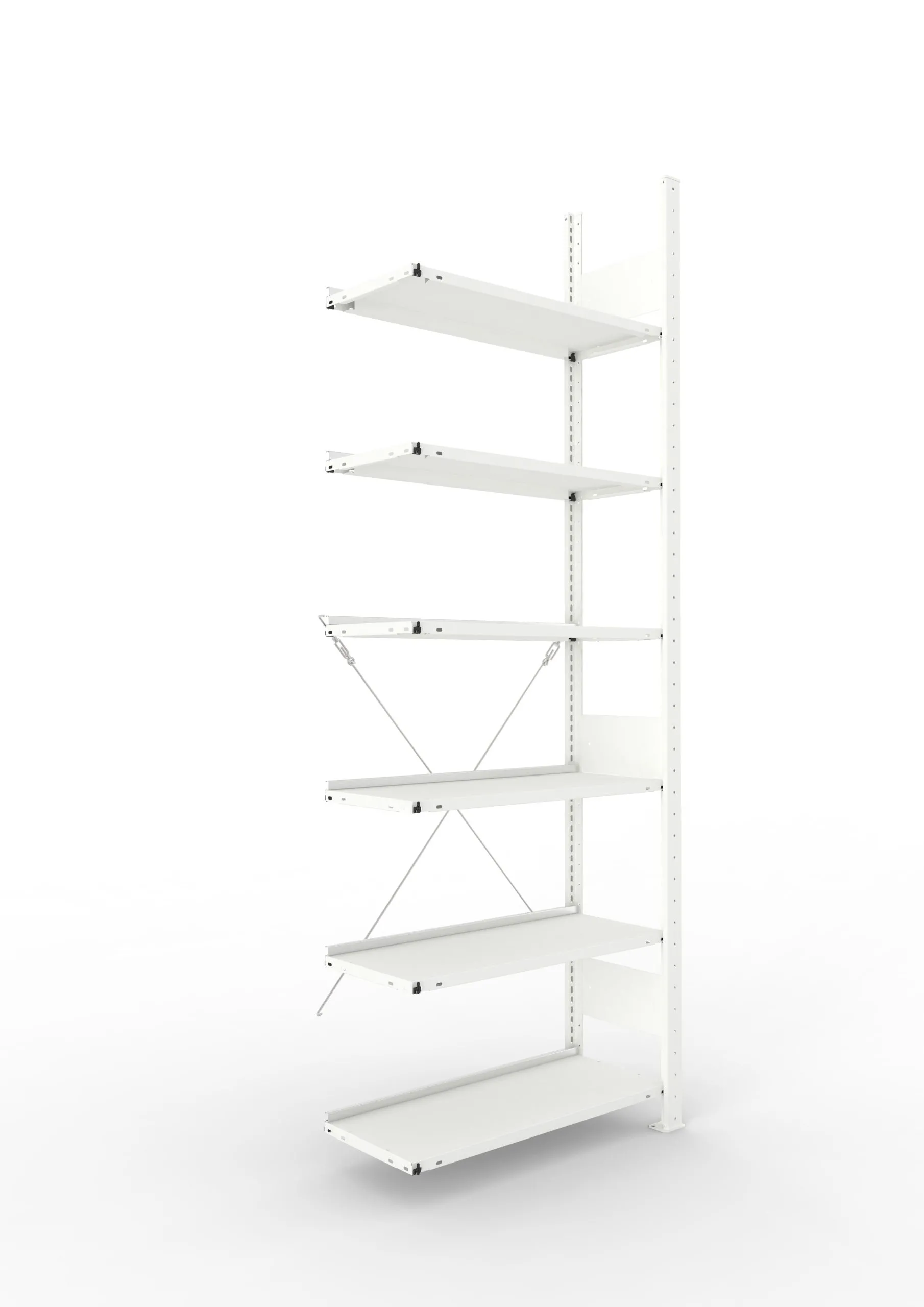 Meta Aktenregal Stecksystem CLIP mit vorgefertigten Rahmen | Anbauregal | HxBxT 220x75x30cm | 6 Ebenen | Fachlast 80kg | Einseitig nutzbar | Lichtgrau