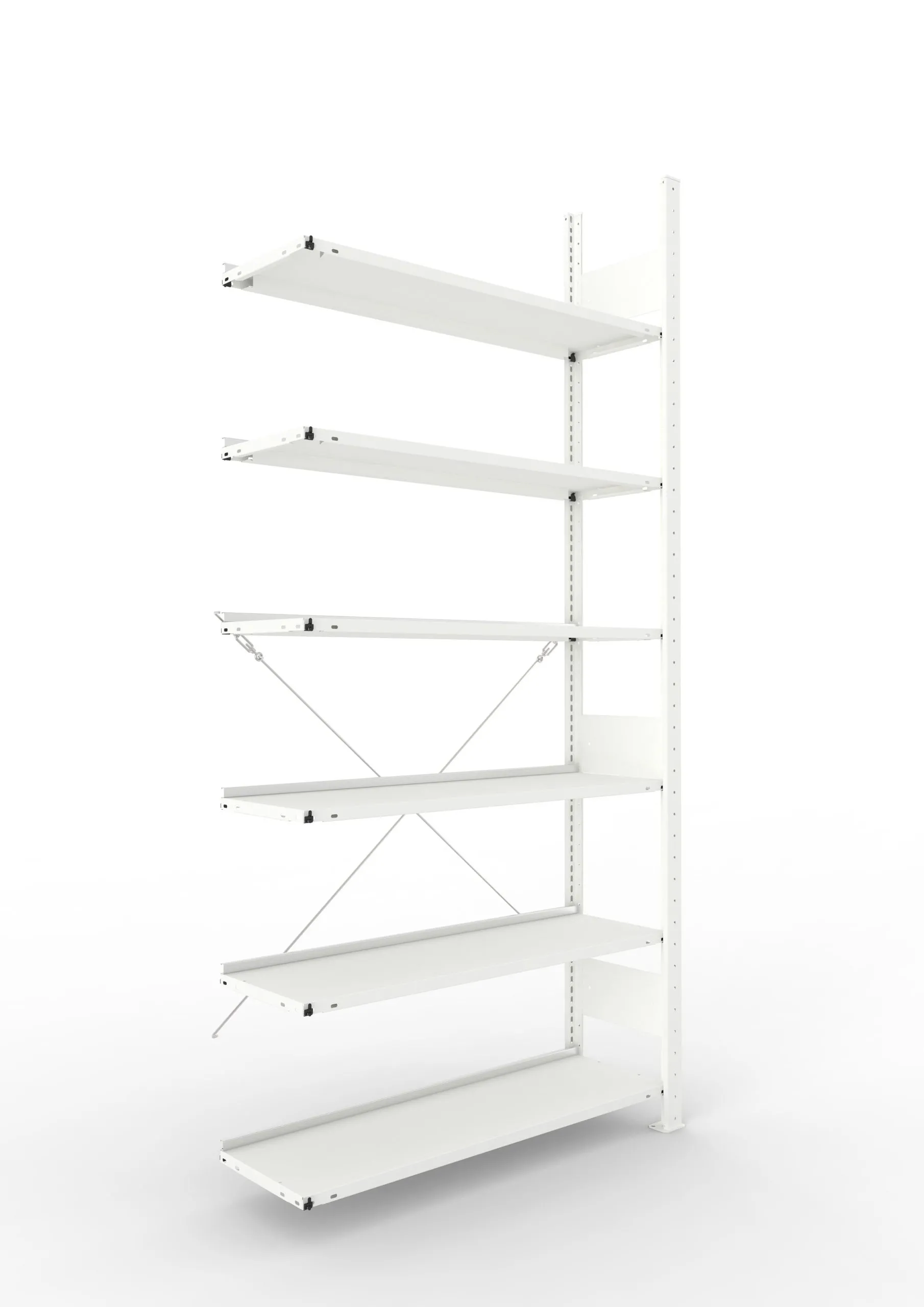 Meta Aktenregal Stecksystem CLIP mit vorgefertigten Rahmen | Anbauregal | HxBxT 220x100x30cm | 6 Ebenen | Fachlast 80kg | Einseitig nutzbar | Lichtgrau