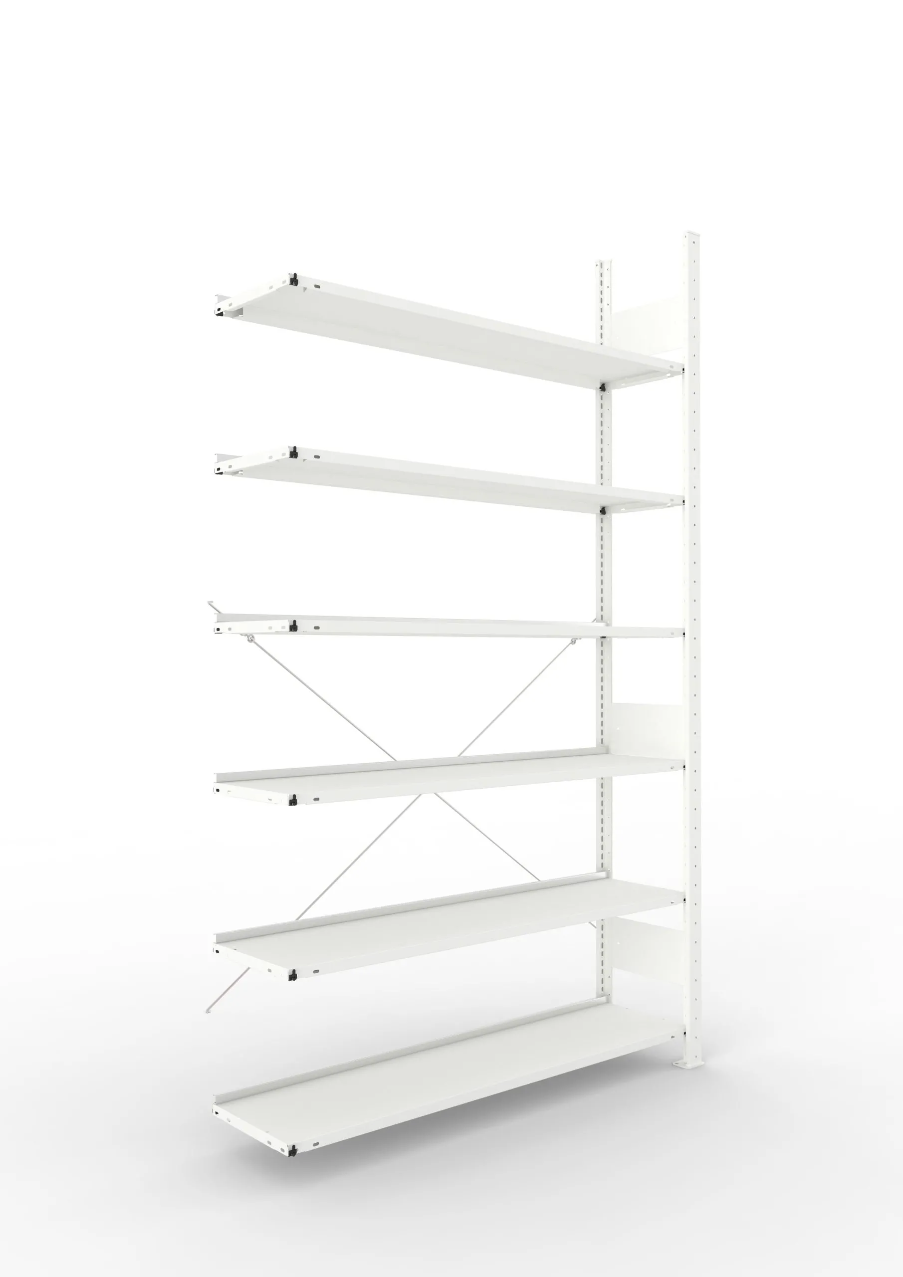 Meta Aktenregal Stecksystem CLIP mit vorgefertigten Rahmen | Anbauregal | HxBxT 220x125x30cm | 6 Ebenen | Fachlast 80kg | Einseitig nutzbar | Lichtgrau