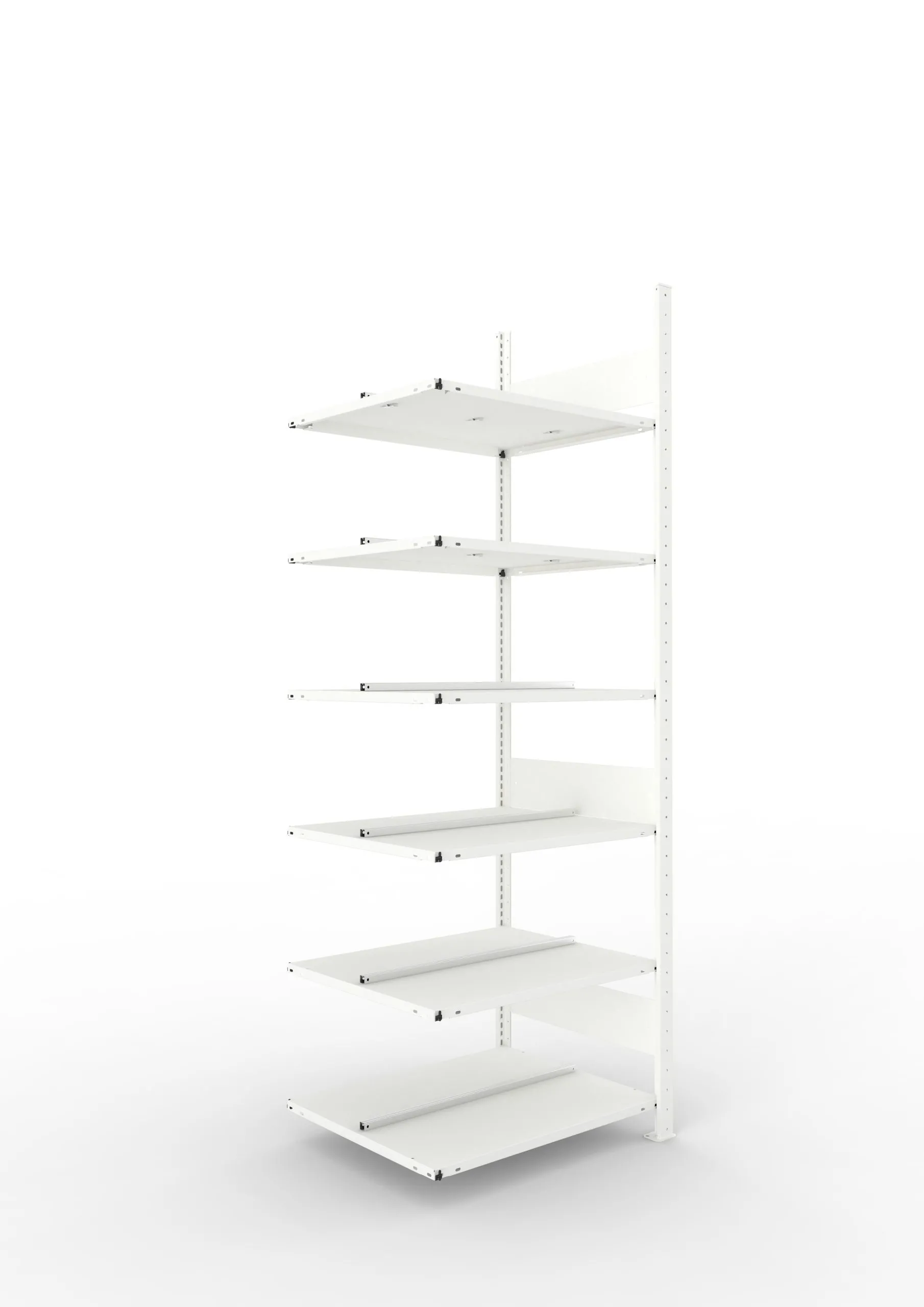 Meta Aktenregal Stecksystem CLIP mit vorgefertigten Rahmen | Anbauregal | HxBxT 220x75x60cm | 6 Ebenen | Fachlast 100kg | Beidseitig nutzbar | Lichtgrau