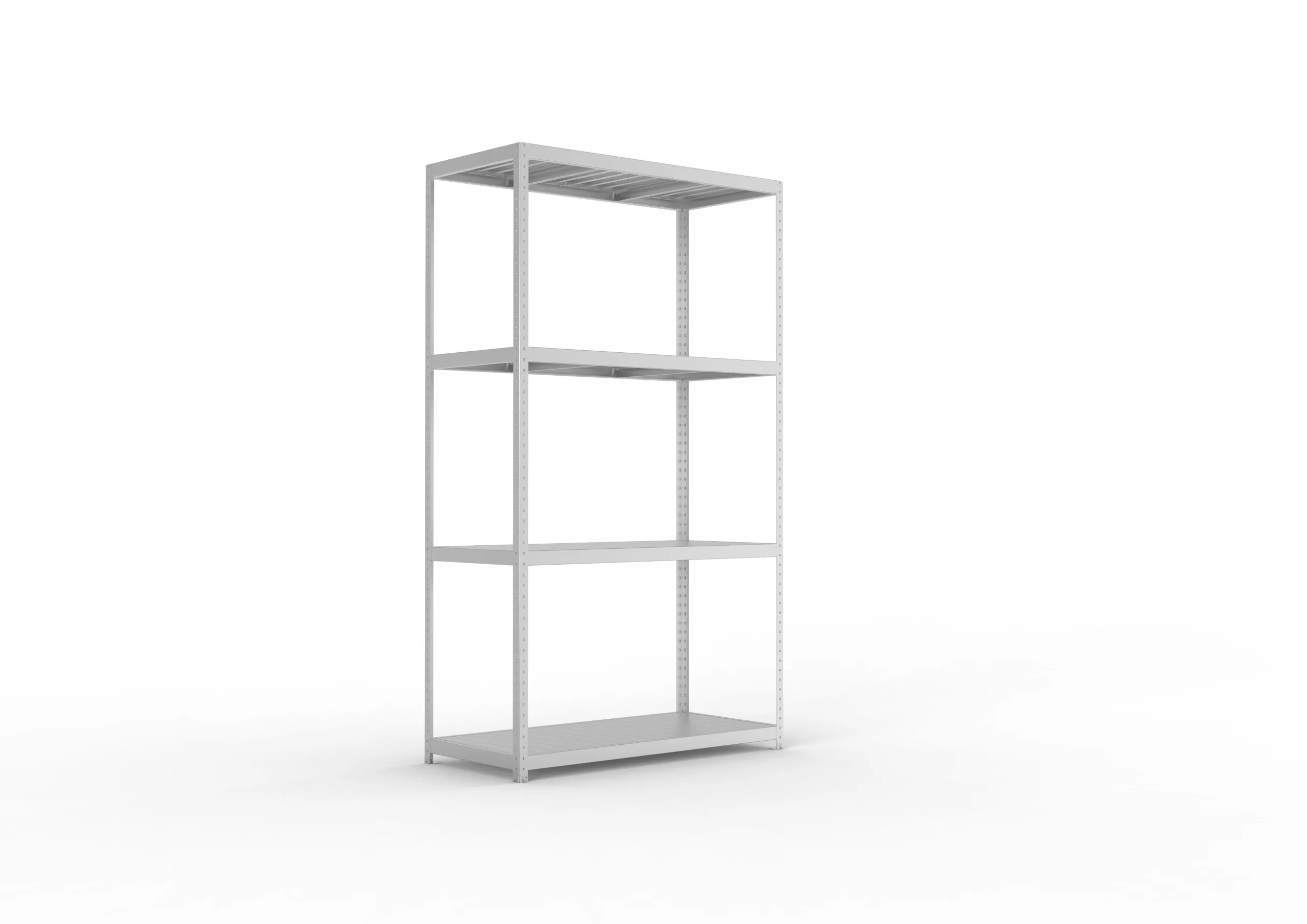 Meta Weitspannregal mit Stahlplatten SPEED-RACK | Grundregal | HxBxT 297x170x80cm | 4 Ebenen | Fachlast 500kg | Verzinkt