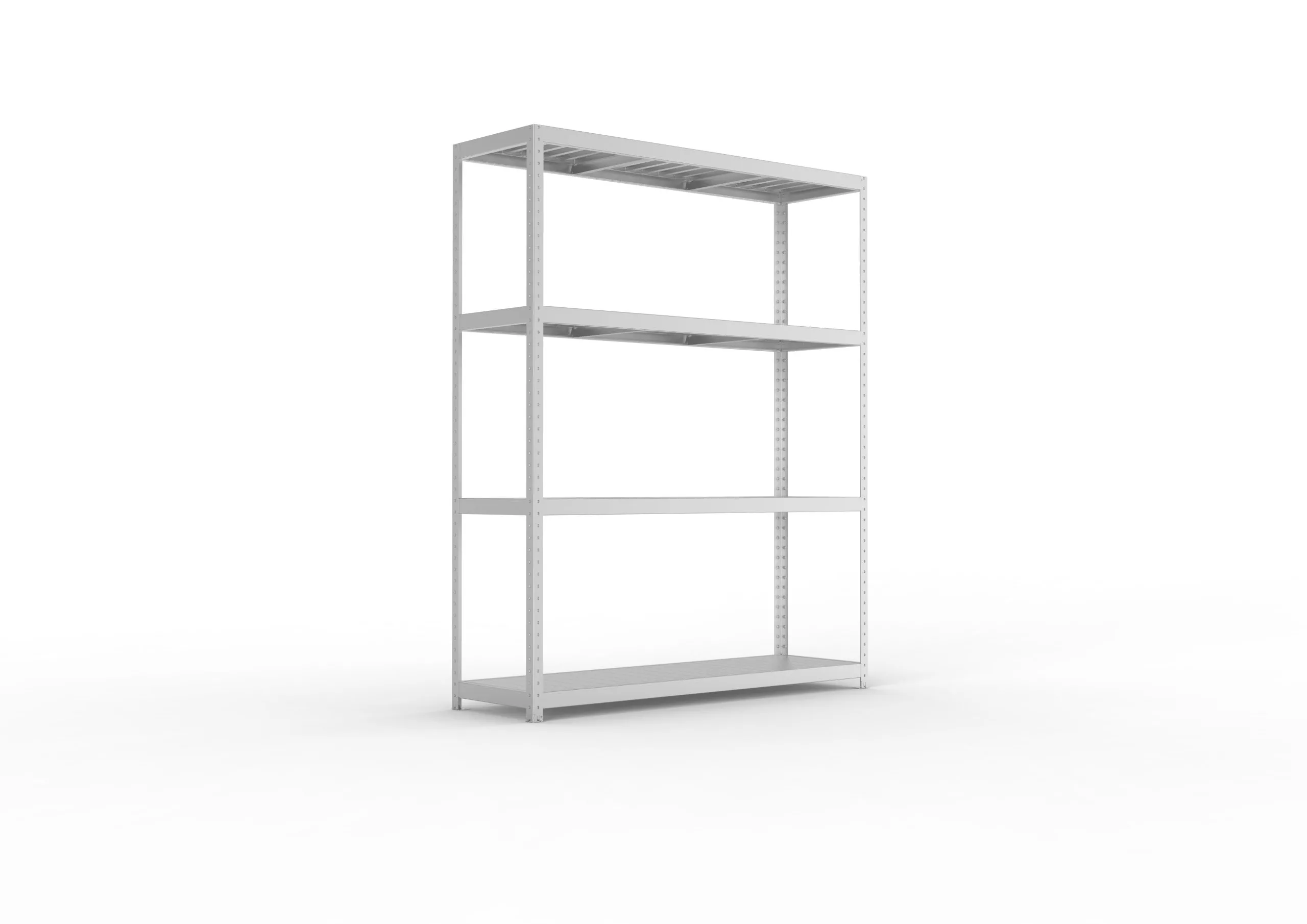Meta Weitspannregal mit Stahlplatten SPEED-RACK | Grundregal | HxBxT 247x200x60cm | 4 Ebenen | Fachlast 500kg | Verzinkt