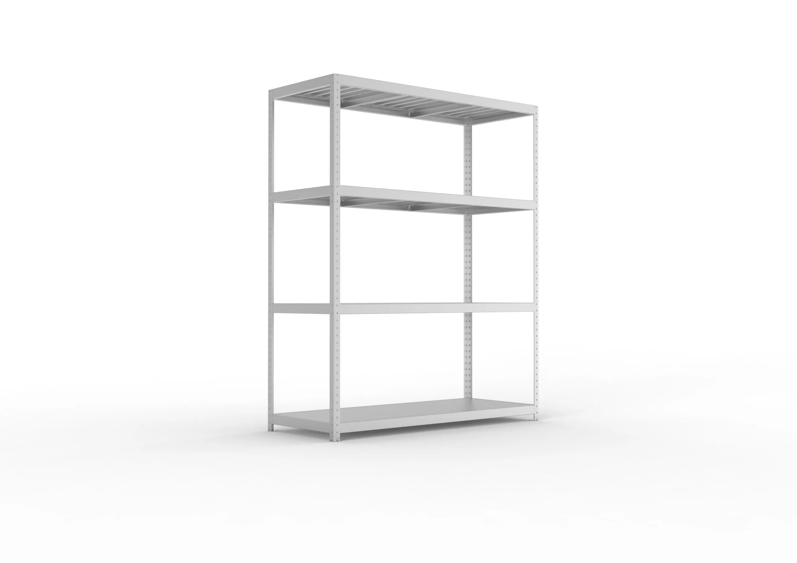 Meta Weitspannregal mit Stahlplatten SPEED-RACK | Grundregal | HxBxT 247x200x80cm | 4 Ebenen | Fachlast 500kg | Verzinkt