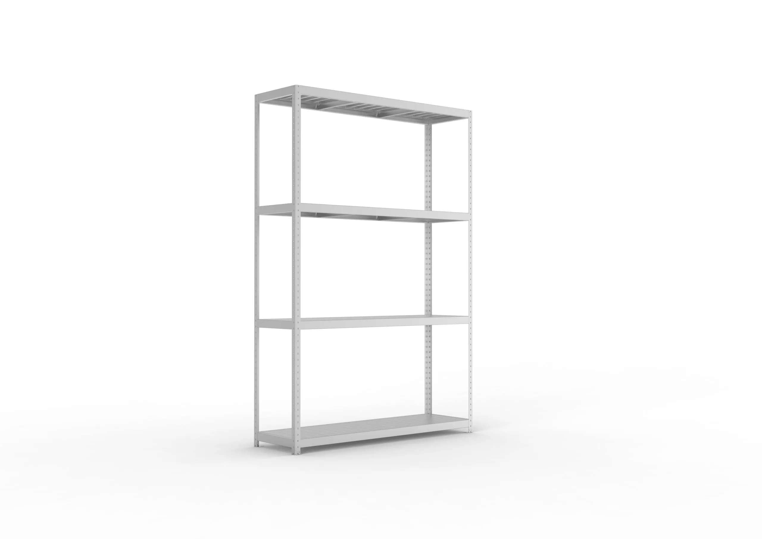 Meta Weitspannregal mit Stahlplatten SPEED-RACK | Grundregal | HxBxT 297x200x60cm | 4 Ebenen | Fachlast 500kg | Verzinkt