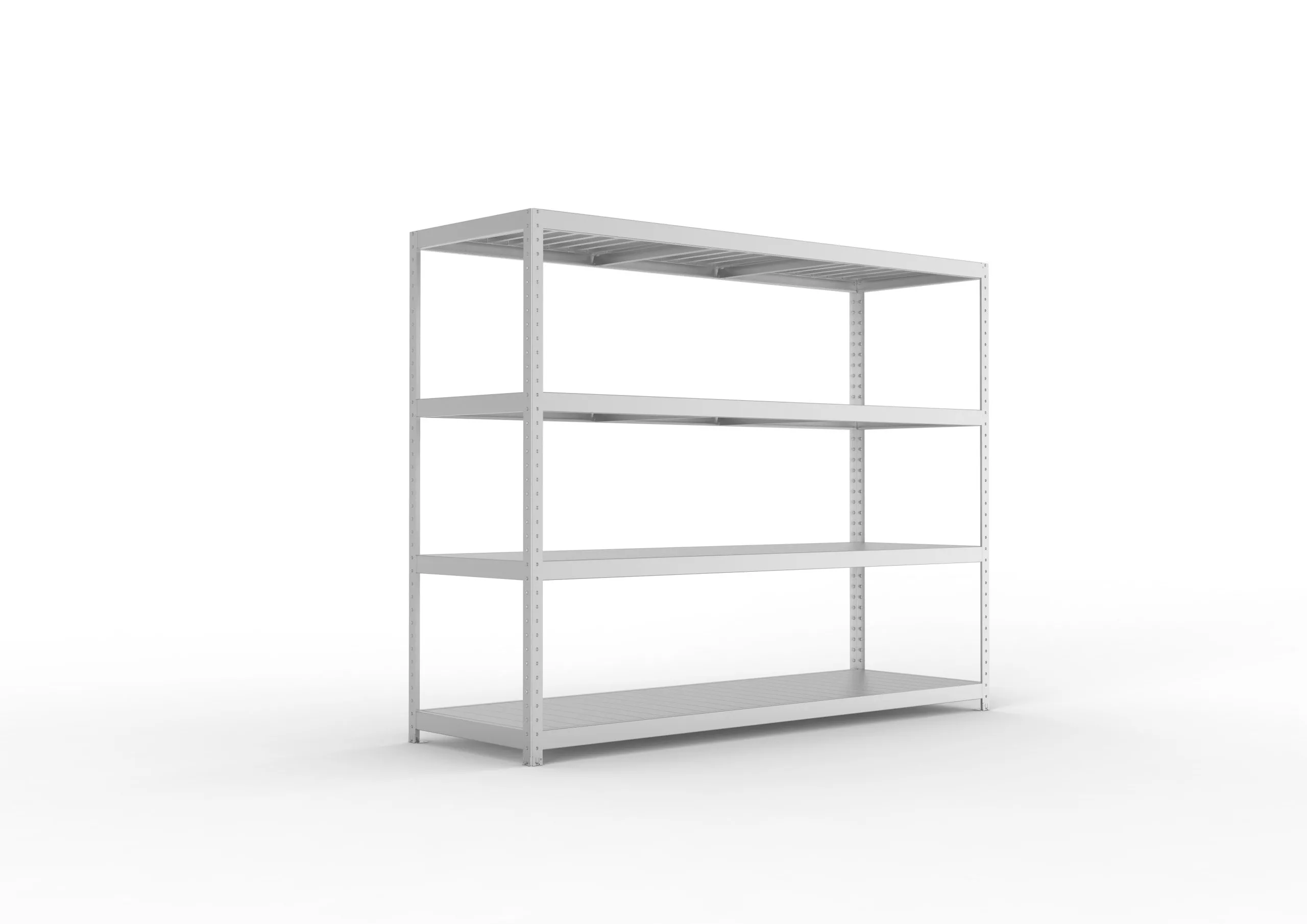 Meta Weitspannregal mit Stahlplatten SPEED-RACK | Grundregal | HxBxT 197x250x80cm | 4 Ebenen | Fachlast 400kg | Verzinkt