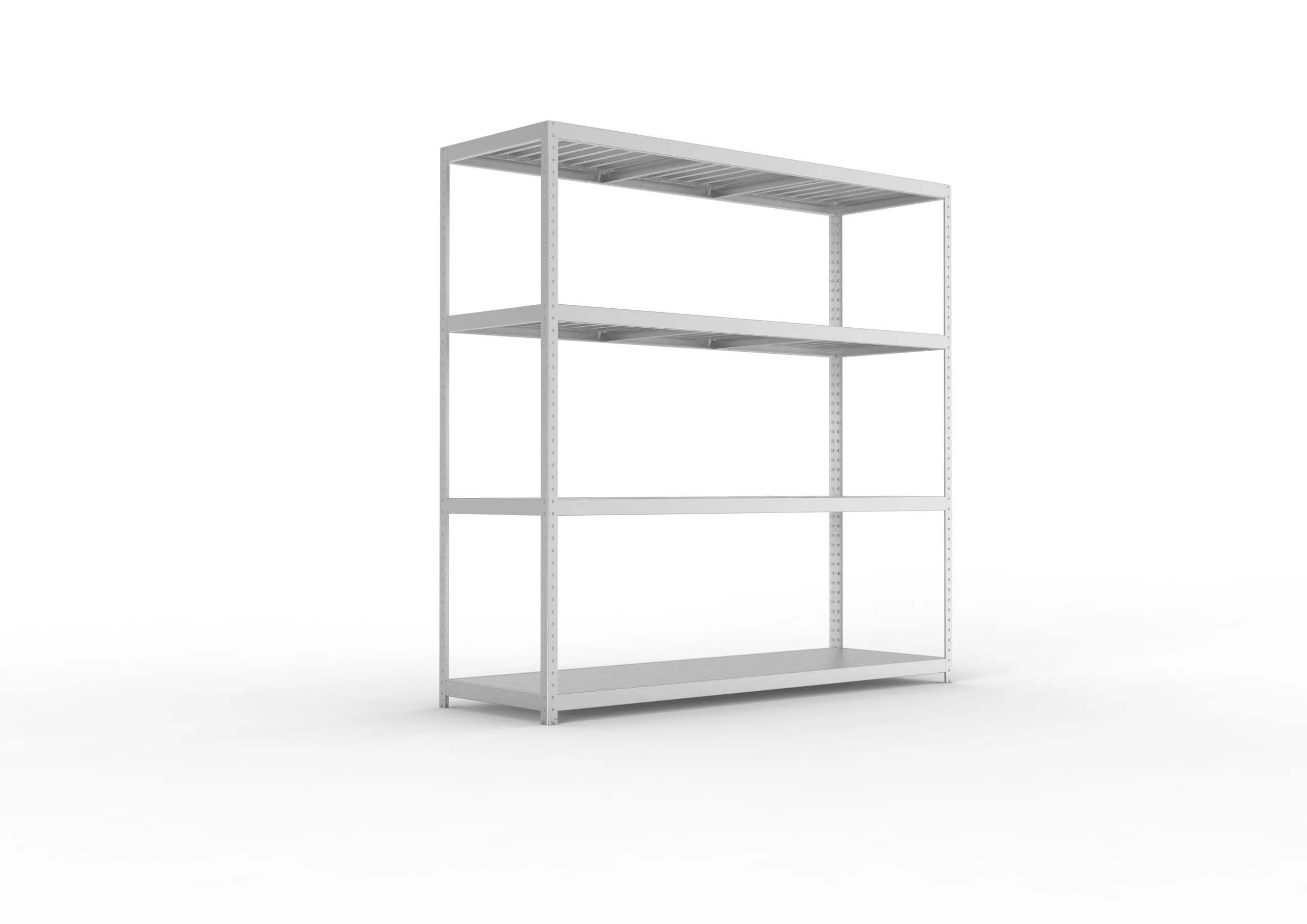 Meta Weitspannregal mit Stahlplatten SPEED-RACK | Grundregal | HxBxT 247x250x80cm | 4 Ebenen | Fachlast 400kg | Verzinkt