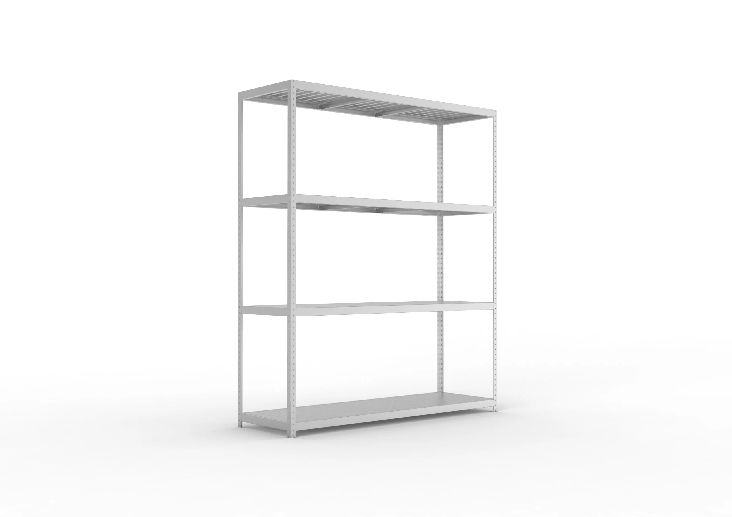 Meta Weitspannregal mit Stahlplatten SPEED-RACK | Grundregal | HxBxT 297x250x80cm | 4 Ebenen | Fachlast 400kg | Verzinkt