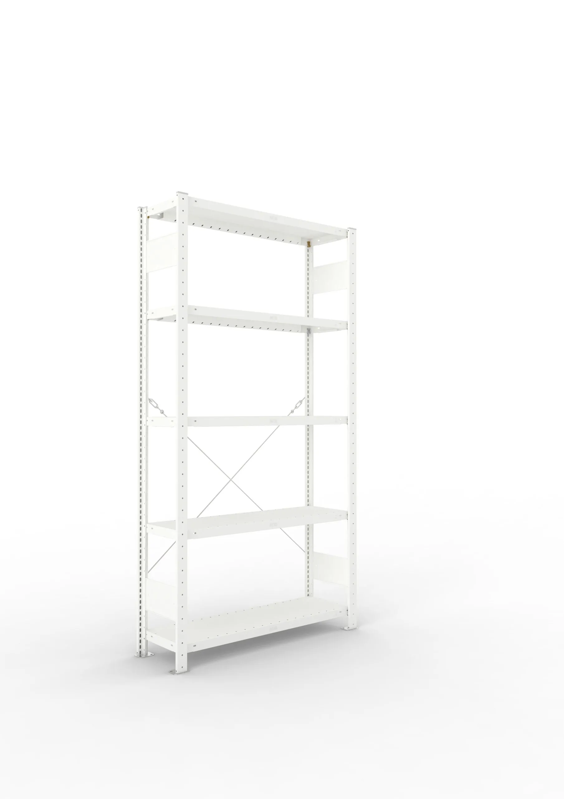 Meta Fachbodenregal Stecksystem CLIP mit vorgefertigten Rahmen | Grundregal | HxBxT 200x100x30cm | 5 Ebenen | Fachlast 230kg | Einseitig nutzbar | Lichtgrau