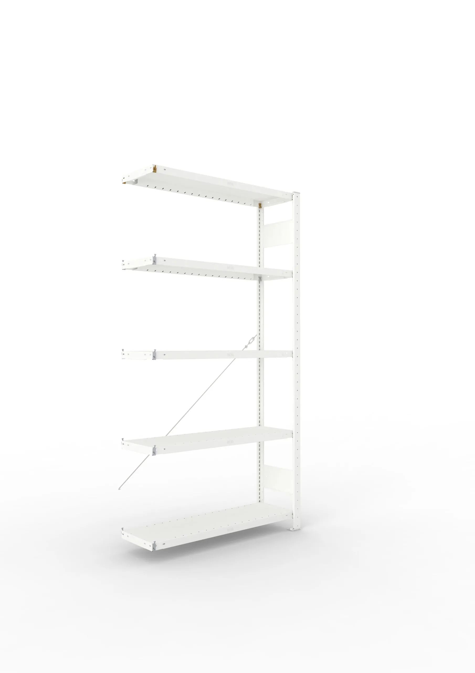 Meta Fachbodenregal Stecksystem CLIP mit vorgefertigten Rahmen | Anbauregal | HxBxT 200x100x30cm | 5 Ebenen | Fachlast 230kg | Einseitig nutzbar | Lichtgrau