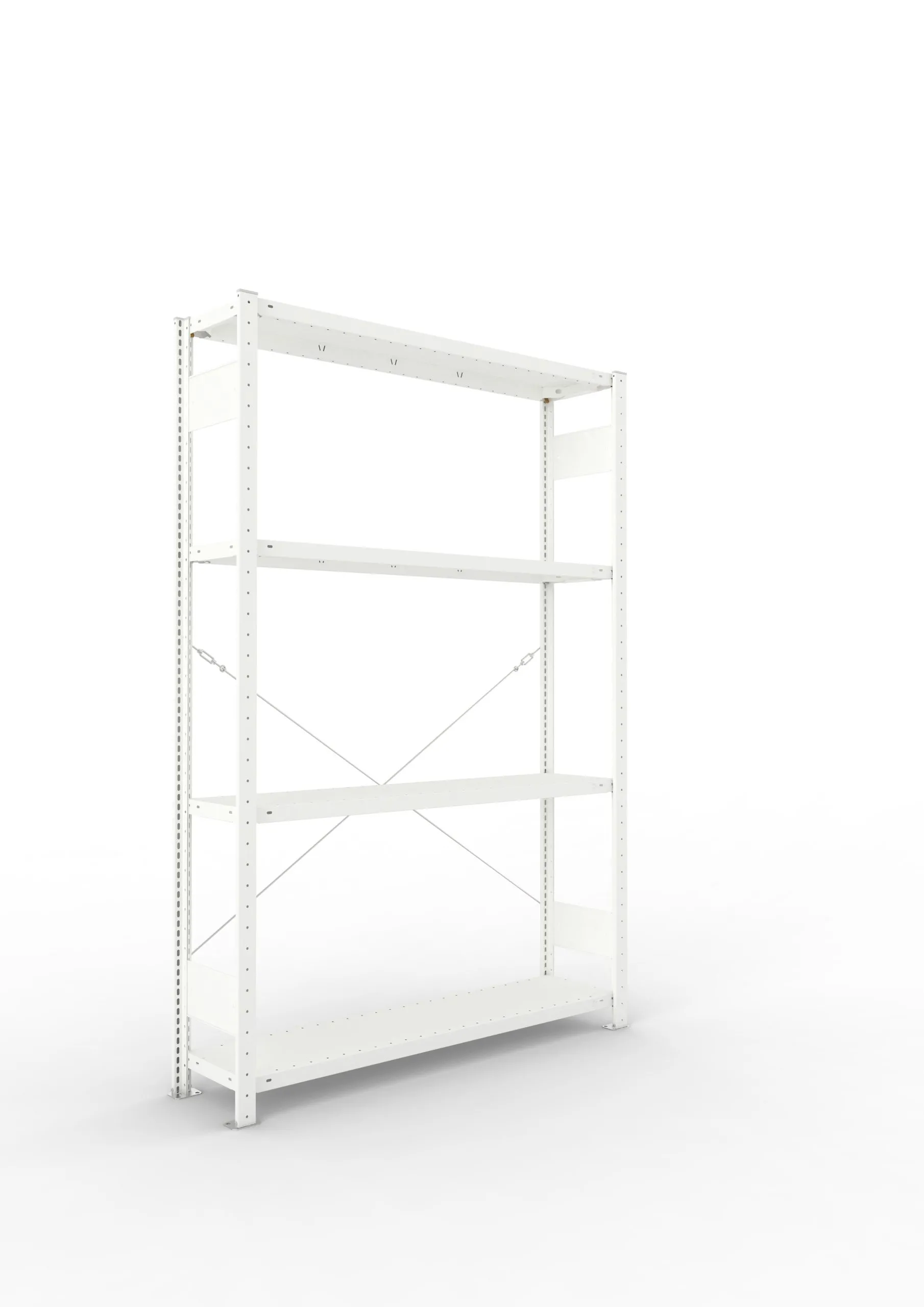 Meta Fachbodenregal Stecksystem CLIP mit vorgefertigten Rahmen | Grundregal | HxBxT 200x130x30cm | 4 Ebenen | Fachlast 230kg | Einseitig nutzbar | Lichtgrau